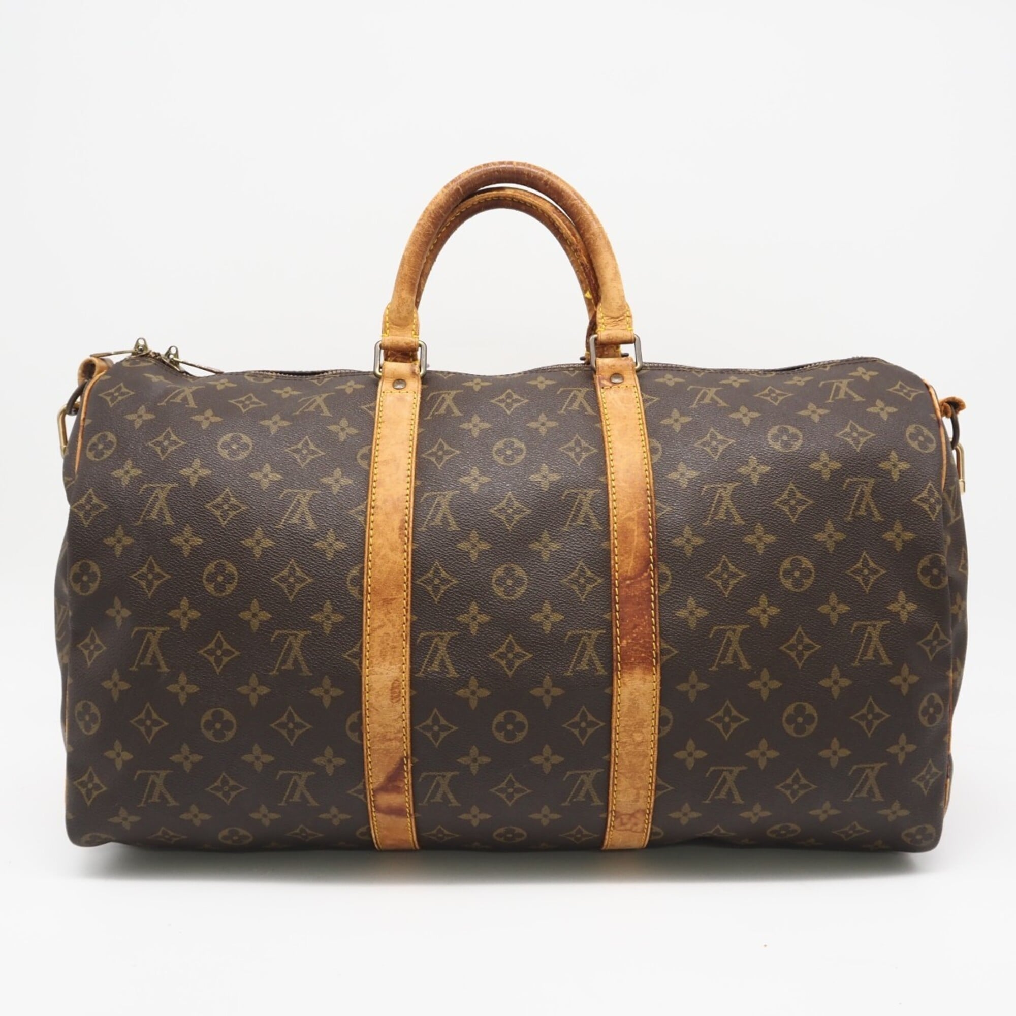 Louis Vuitton Brown Coated Canvas Leather Boston Bag (Pre-Owned)