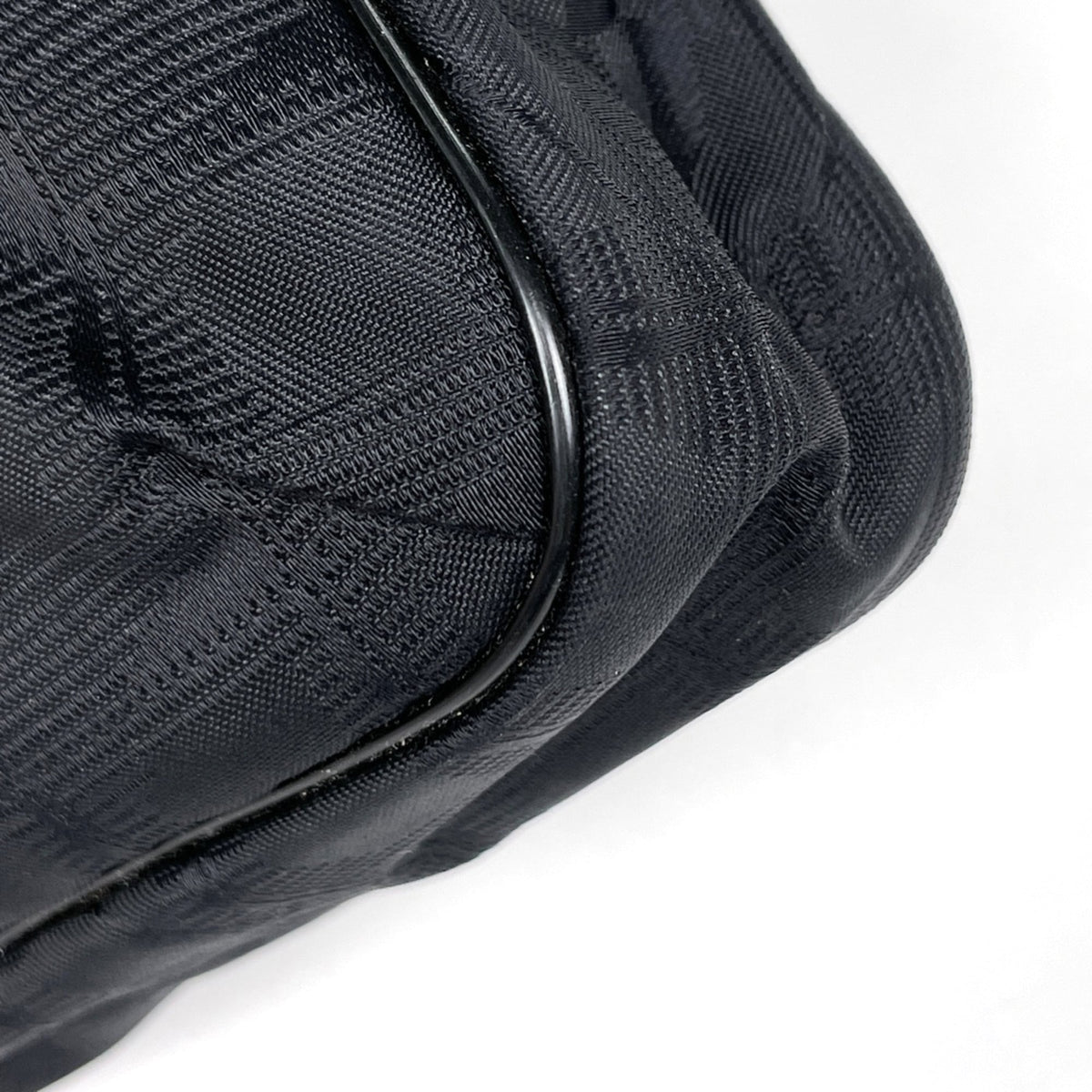 Chanel New Travel Line Black Jacquard Nylon Leather Shoulder Bag (Pre-Owned)
