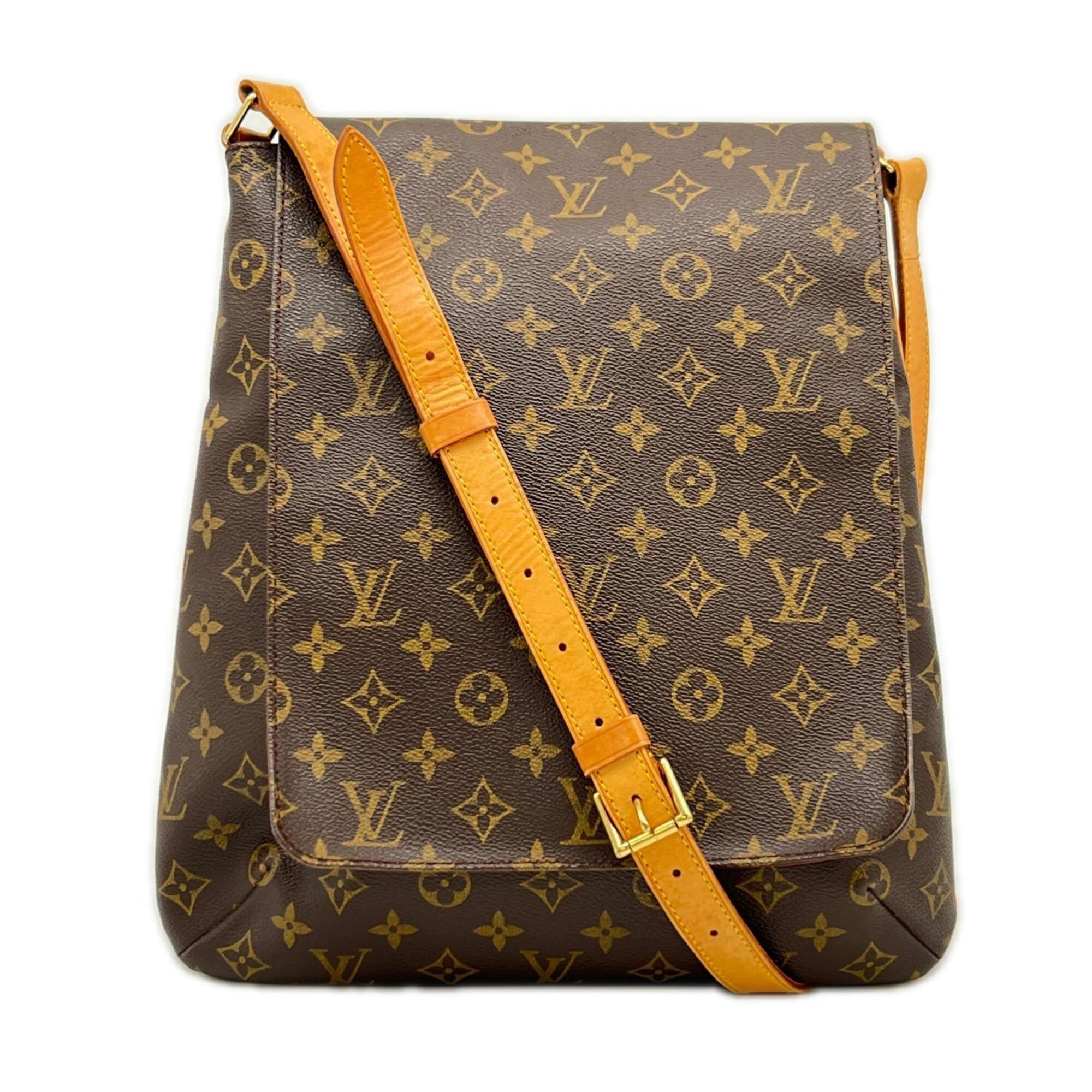 Louis Vuitton Monogram Beige Brown Coated Canvas Leather Shoulder Bag (Pre-Owned)