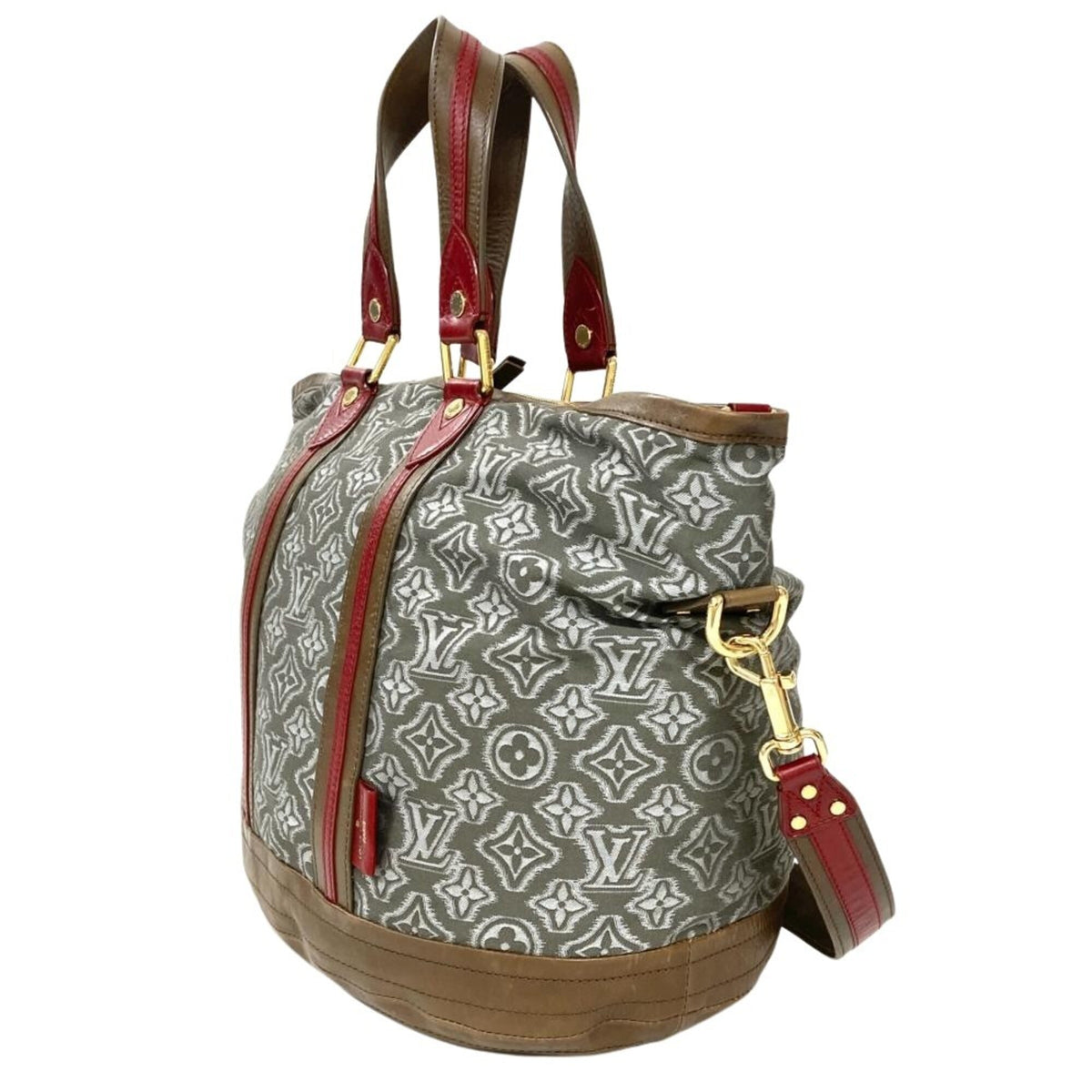 Louis Vuitton Khaki Jacquard Leather Tote Bag (Pre-Owned)
