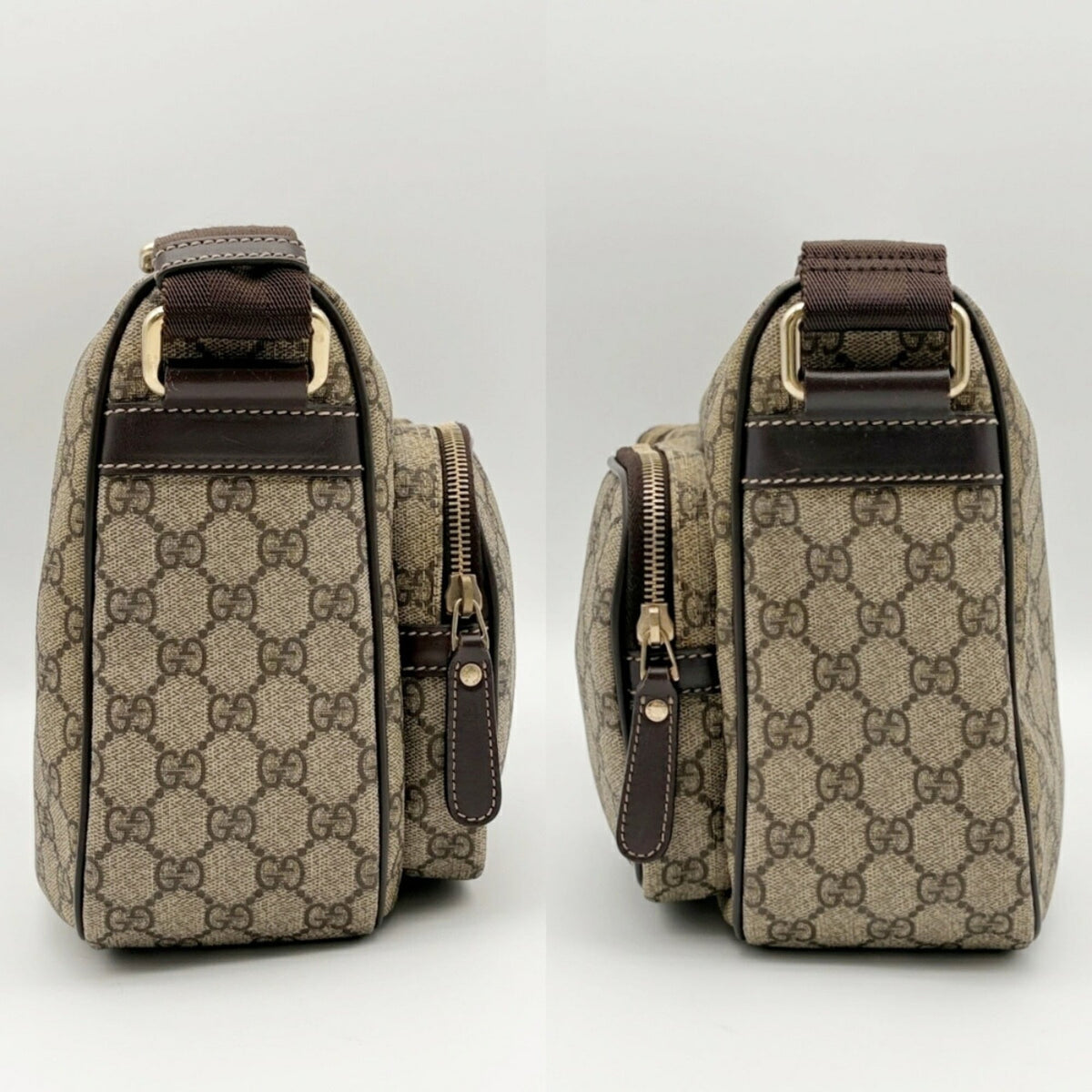 Gucci Beige Dark Brown Pvc Leather Shoulder Bag (Pre-Owned)