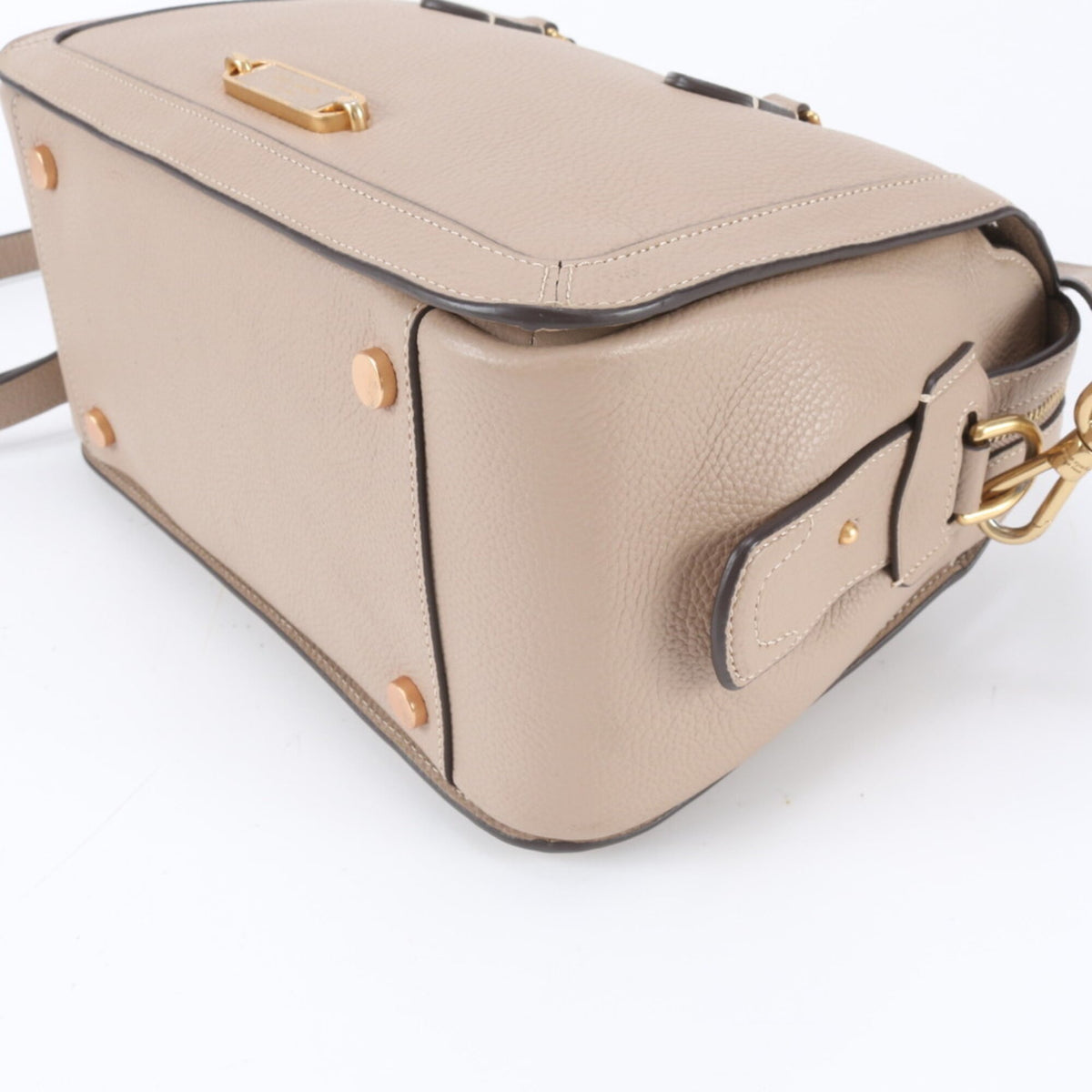 Kate Spade Gold Pink Beige Leather Handbag Shoulder Bag Tote Bag (Pre-Owned)