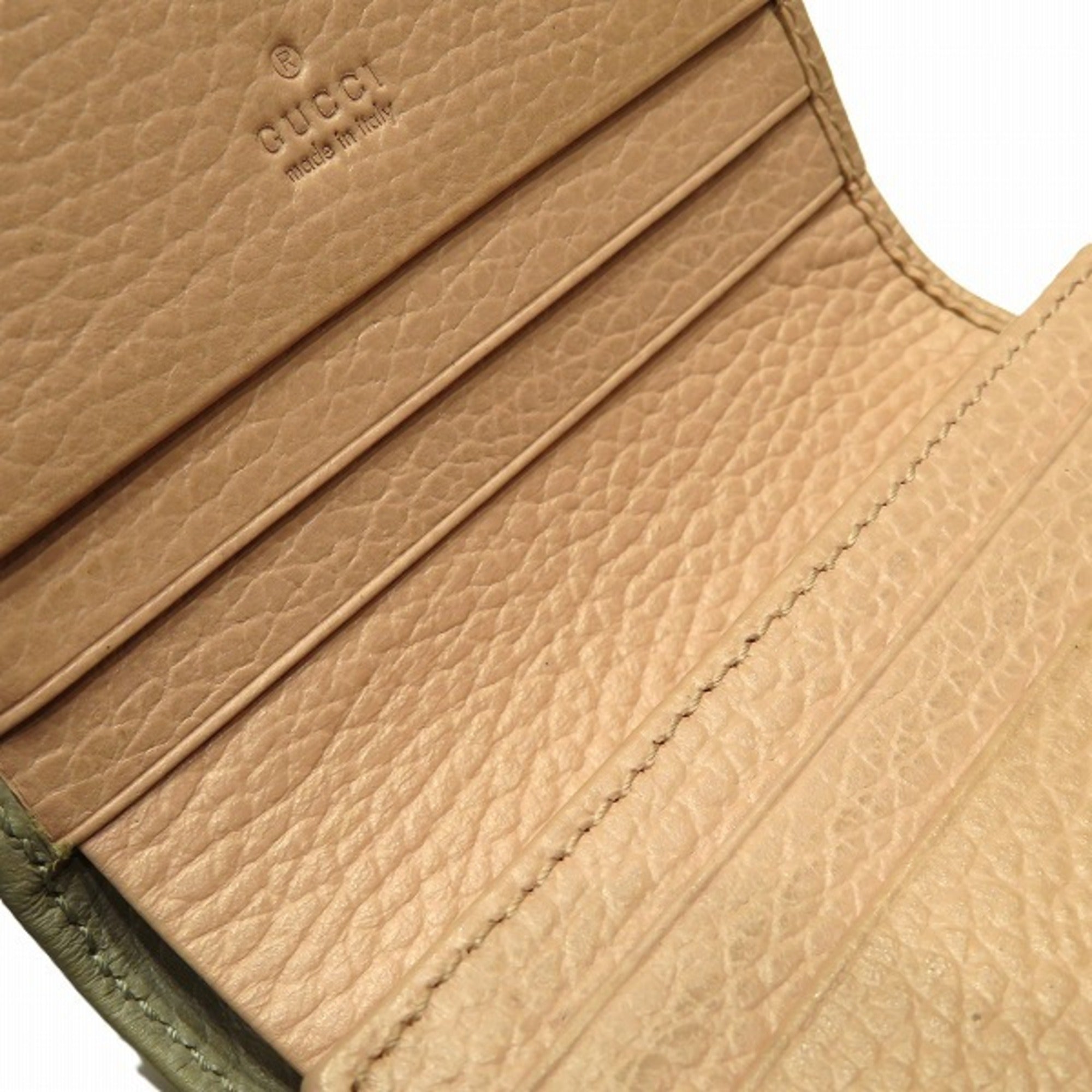 Gucci Light Gray Salmon Pink Leather Wallet (Bi-Fold) (Pre-Owned)