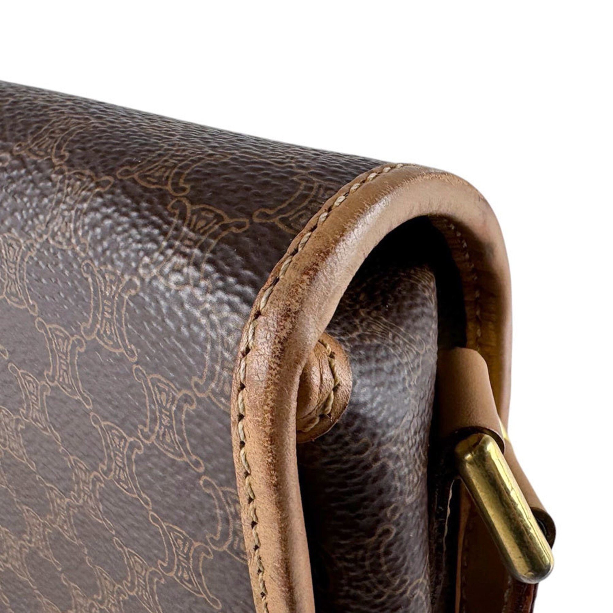 Celine Brown Coated Canvas Shoulder Bag (Pre-Owned)