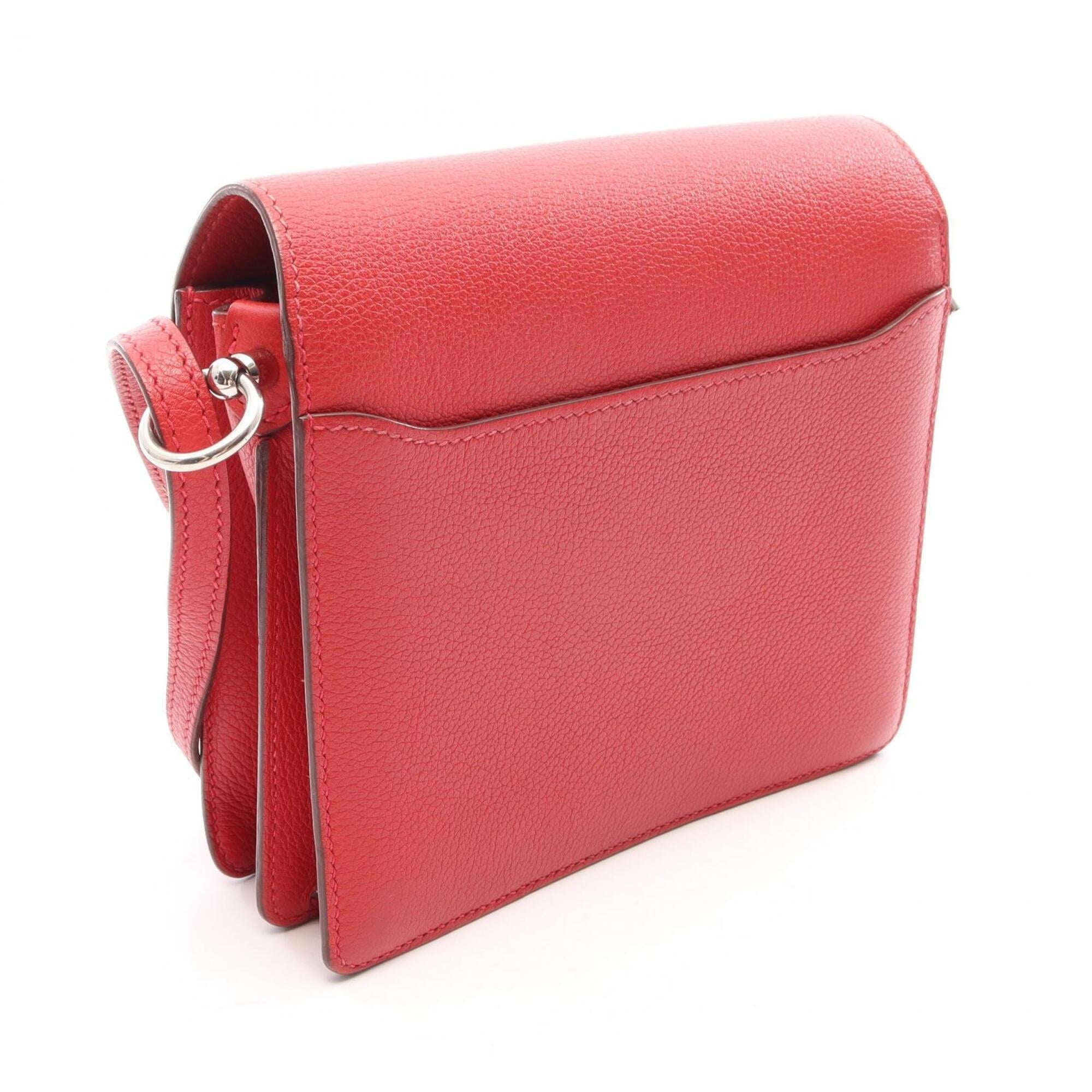 Hermes Red Color Evercalf Leather Handbag Shoulder Bag (Pre-Owned)