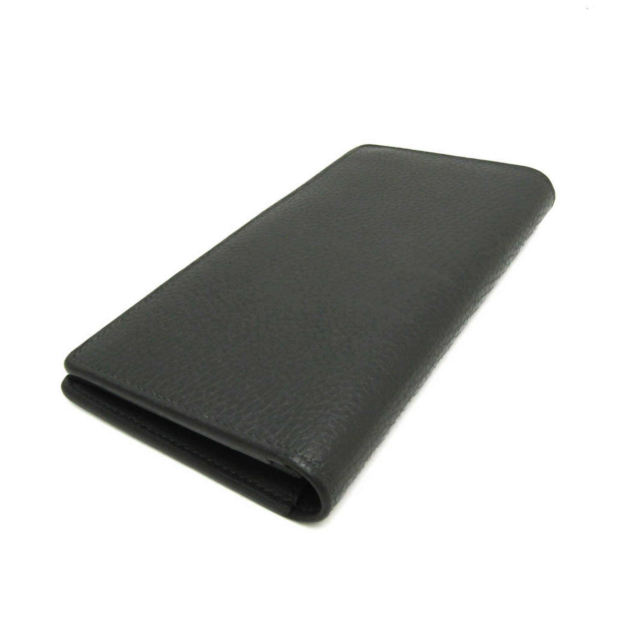 Louis Vuitton Taurillon Lv Charcoal Leather Long Wallet (Bi-Fold) (Pre-Owned)