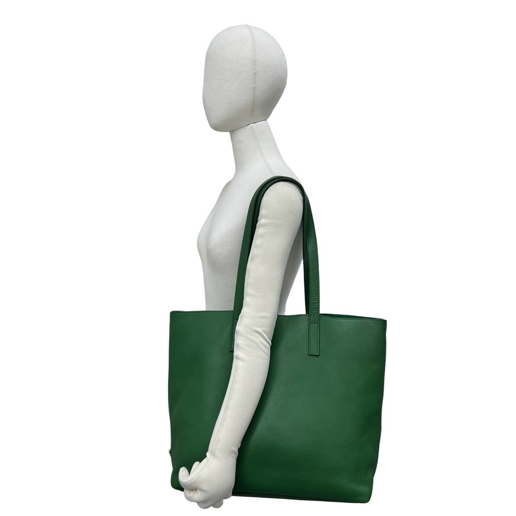 Prada Green Leather Shoulder Bag Tote Bag (Pre-Owned)