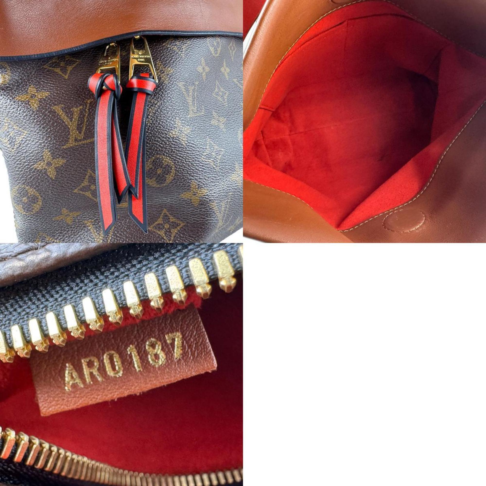 Louis Vuitton Brown Red Color Monogram Handbag Shoulder Bag (Pre-Owned)