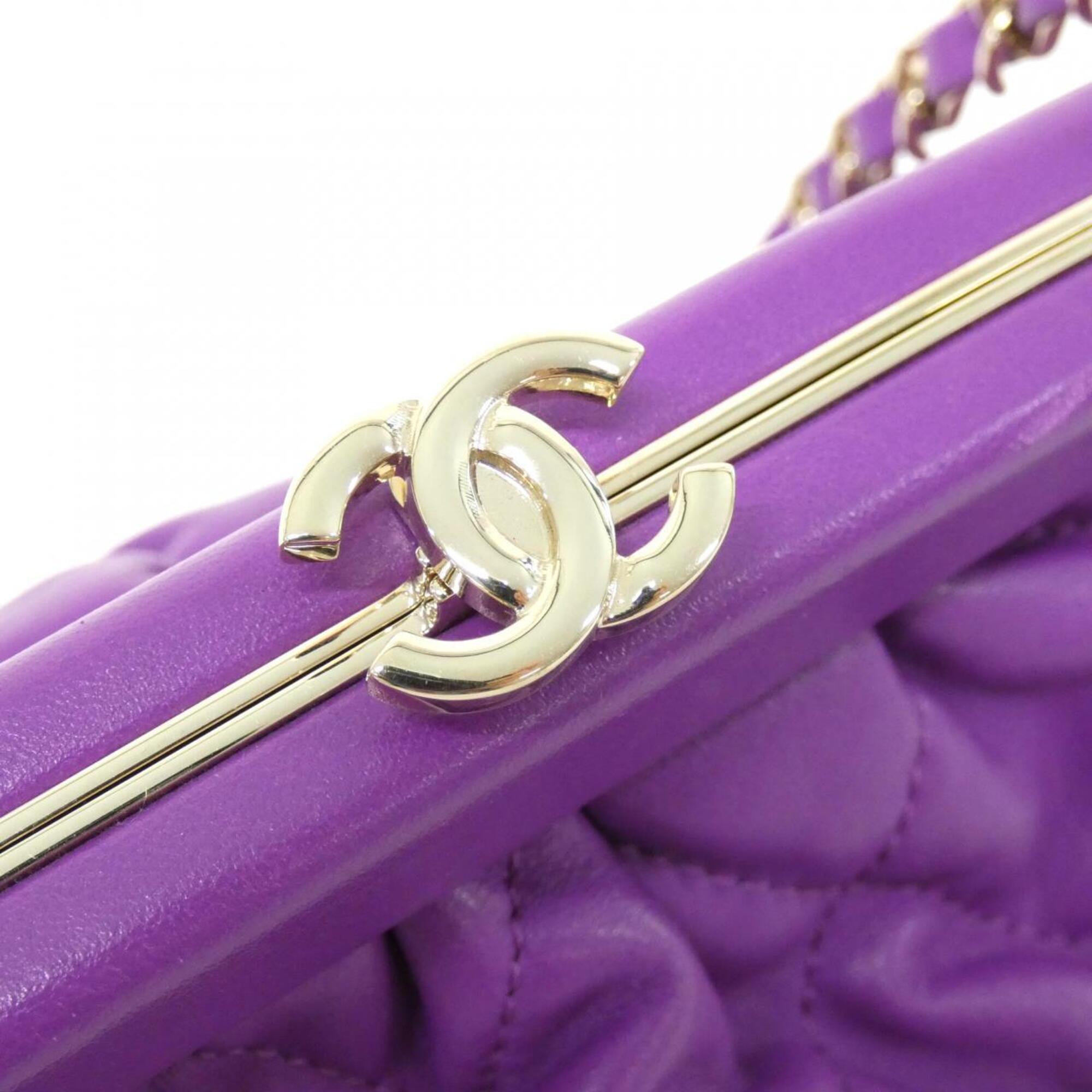 Chanel Purple Leather Shoulder Bag (Pre-Owned)