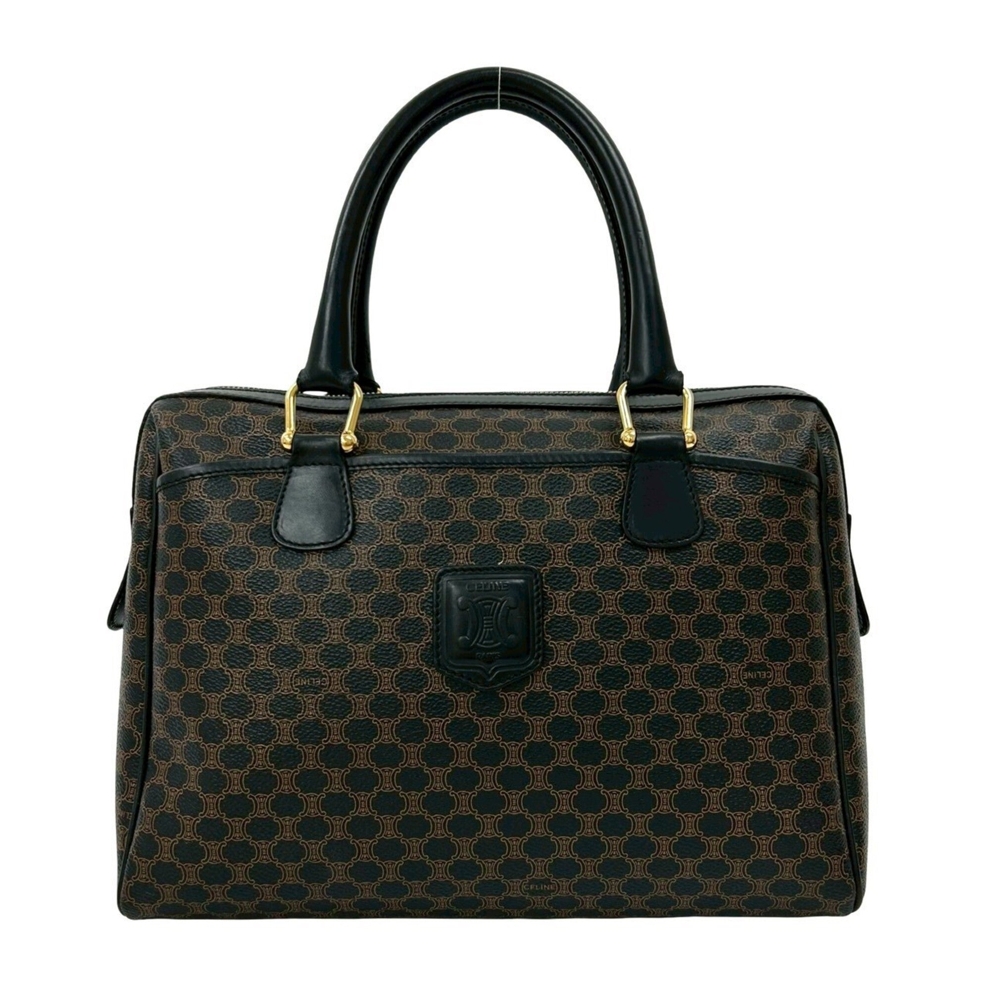 Celine Black Brown Leather Pvc Boston Bag Handbag (Pre-Owned)