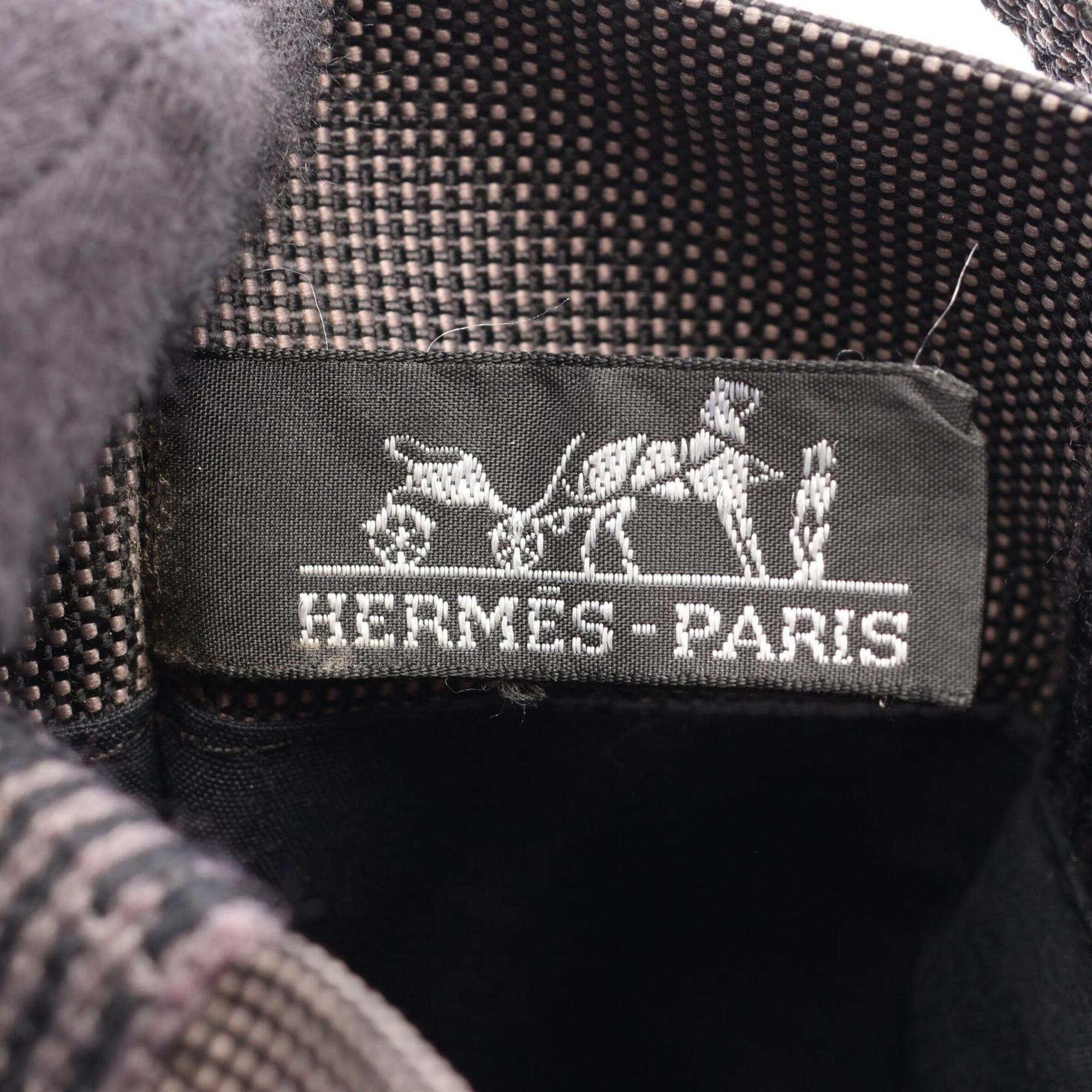 Hermes Gray Nylon Canvas Handbag Shoulder Bag (Pre-Owned)