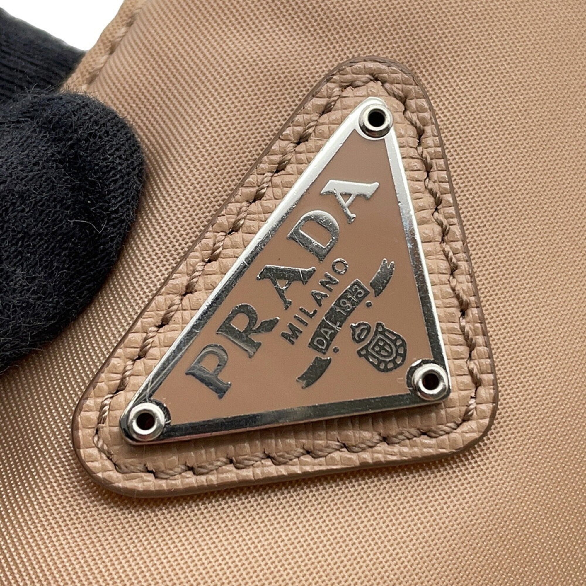 Prada Beige Nylon Handbag Shoulder Bag (Pre-Owned)