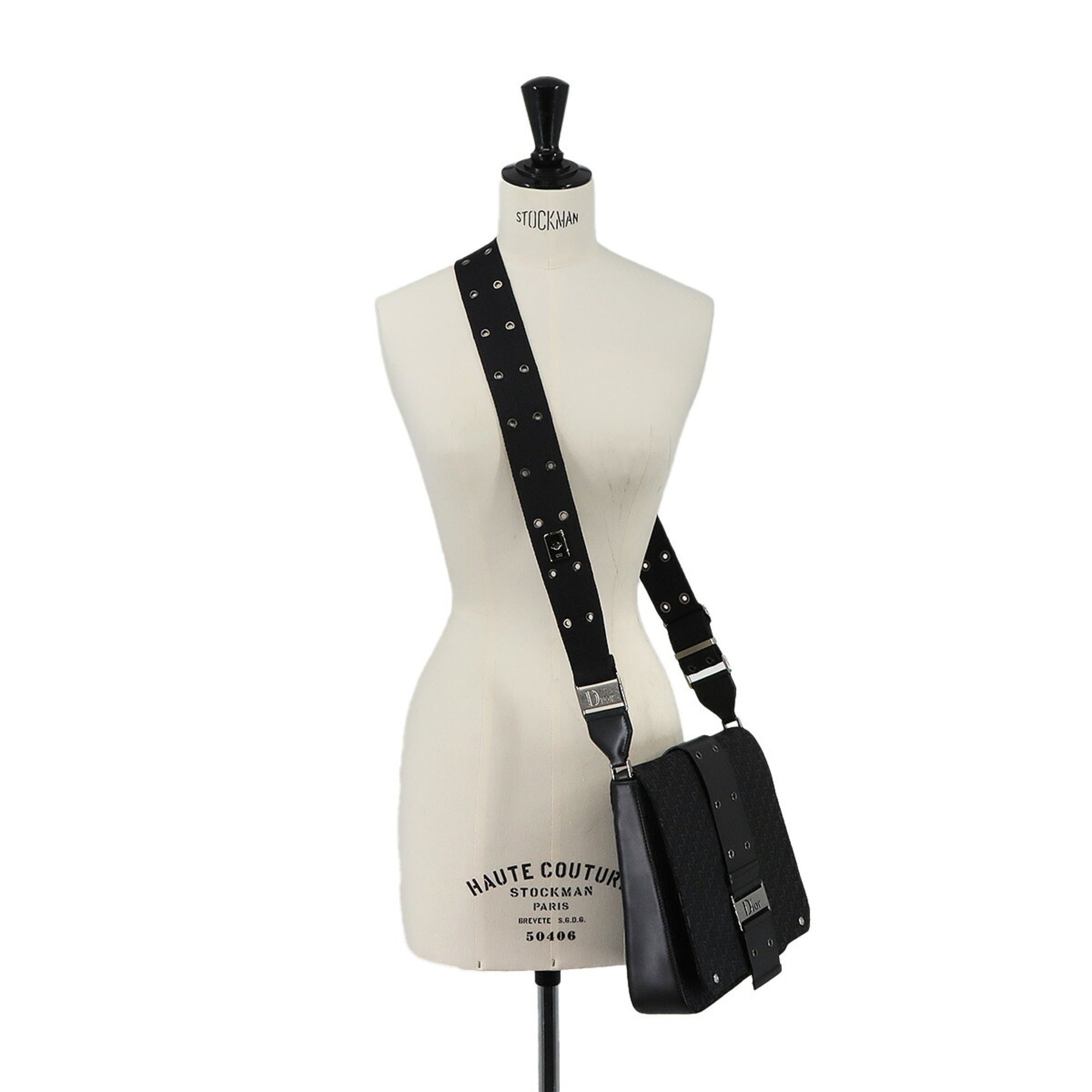 Christian Dior Trotter Black Canvas Leather Shoulder Bag (Pre-Owned)