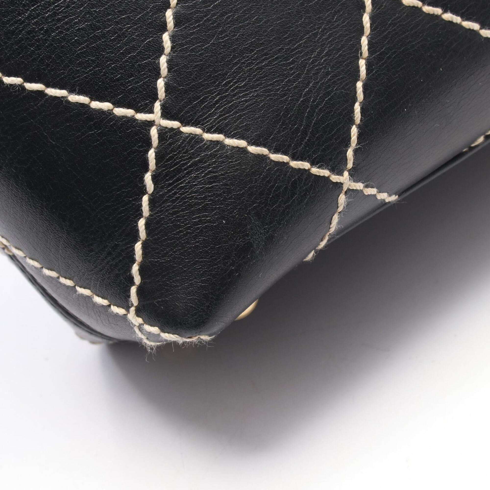 Chanel Black Leather Handbag Tote Bag (Pre-Owned)