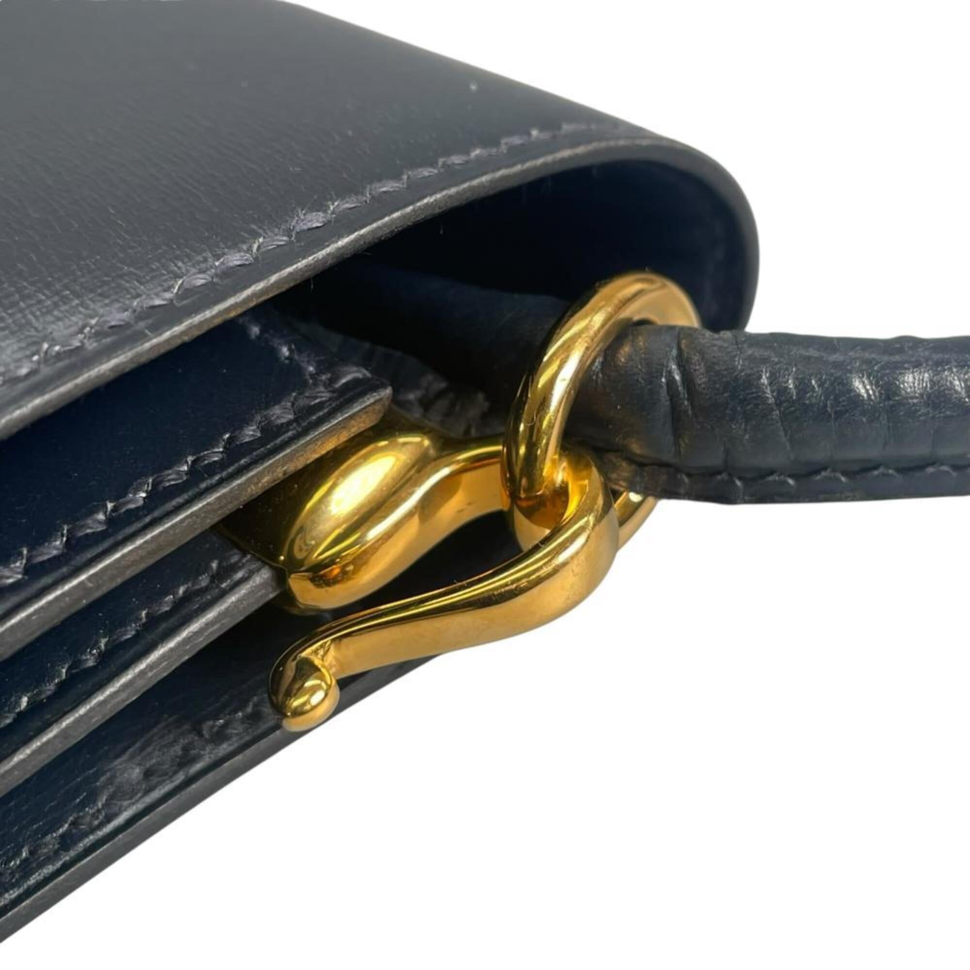 Hermes Blue Leather Shoulder Bag (Pre-Owned)