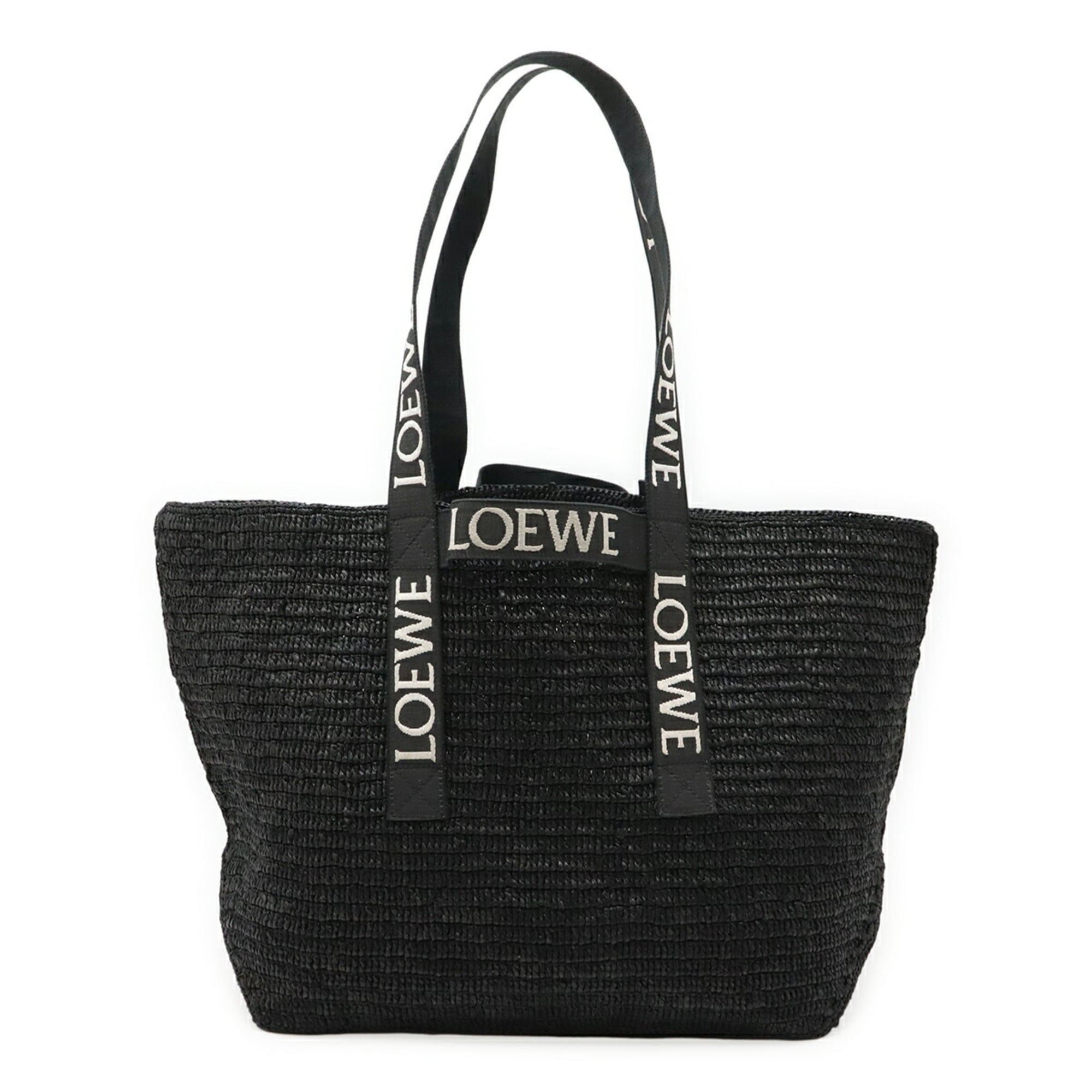 Loewe Black Raffia Shoulder Bag Tote Bag (Pre-Owned)