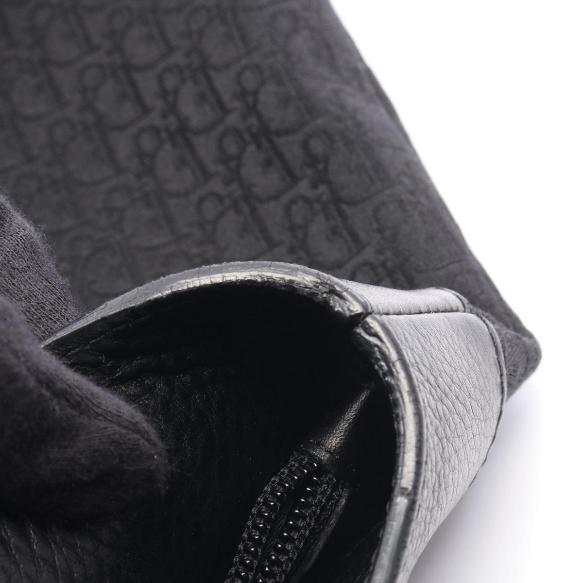 Christian Dior Black Canvas Leather Handbag Tote Bag (Pre-Owned)