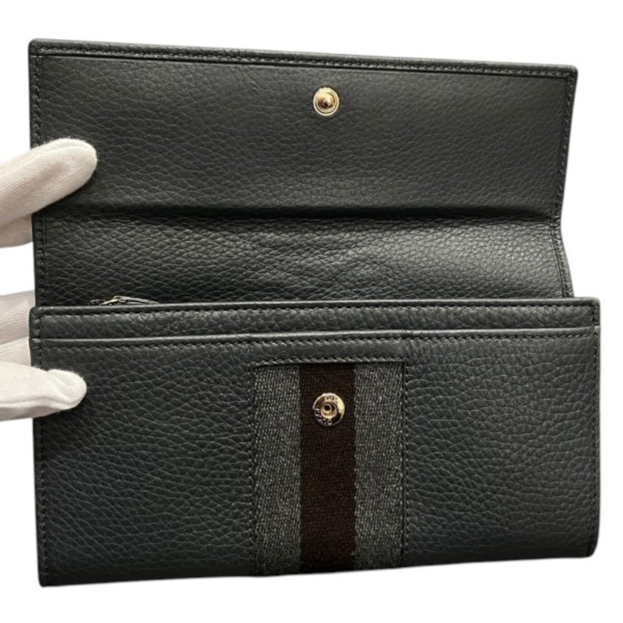 Gucci Gray Leather Long Wallet (Bi-Fold) (Pre-Owned)