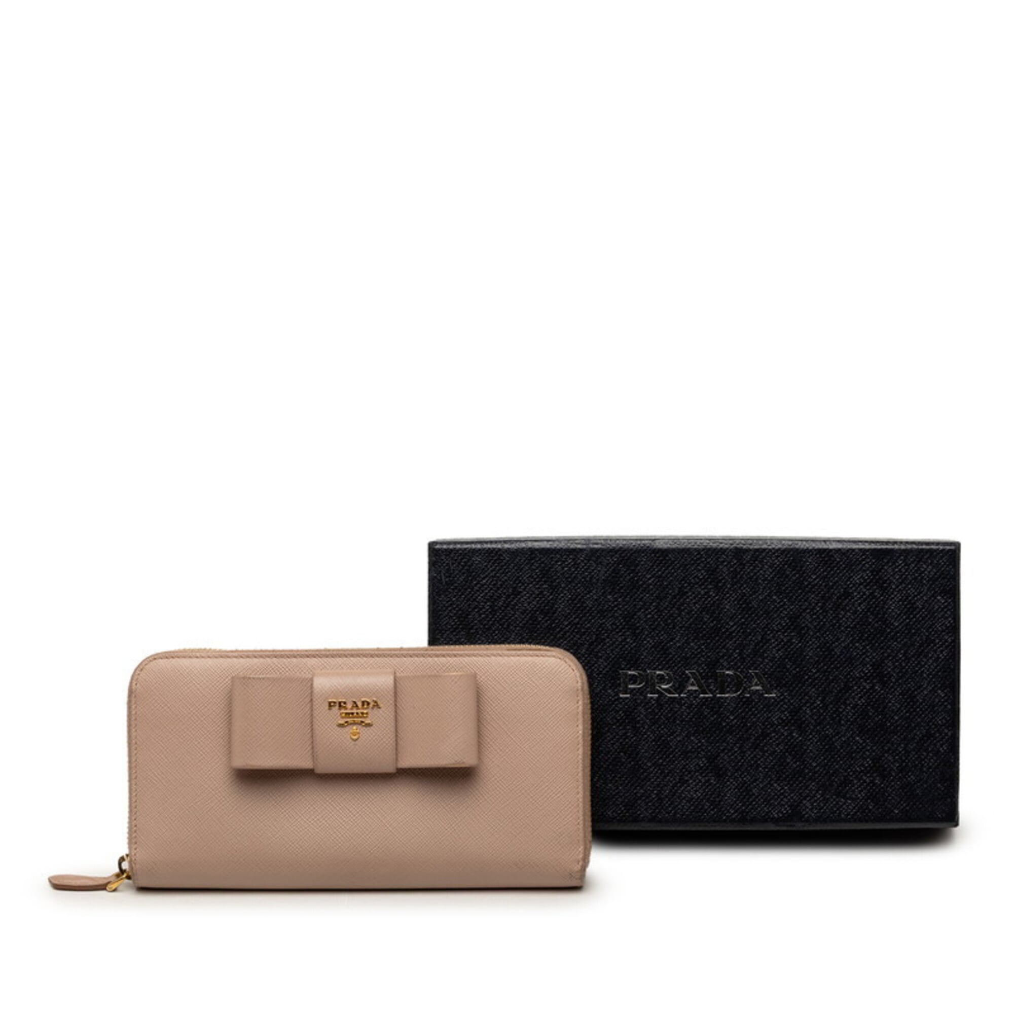 Prada Beige Leather Long Wallet (Bi-Fold) (Pre-Owned)