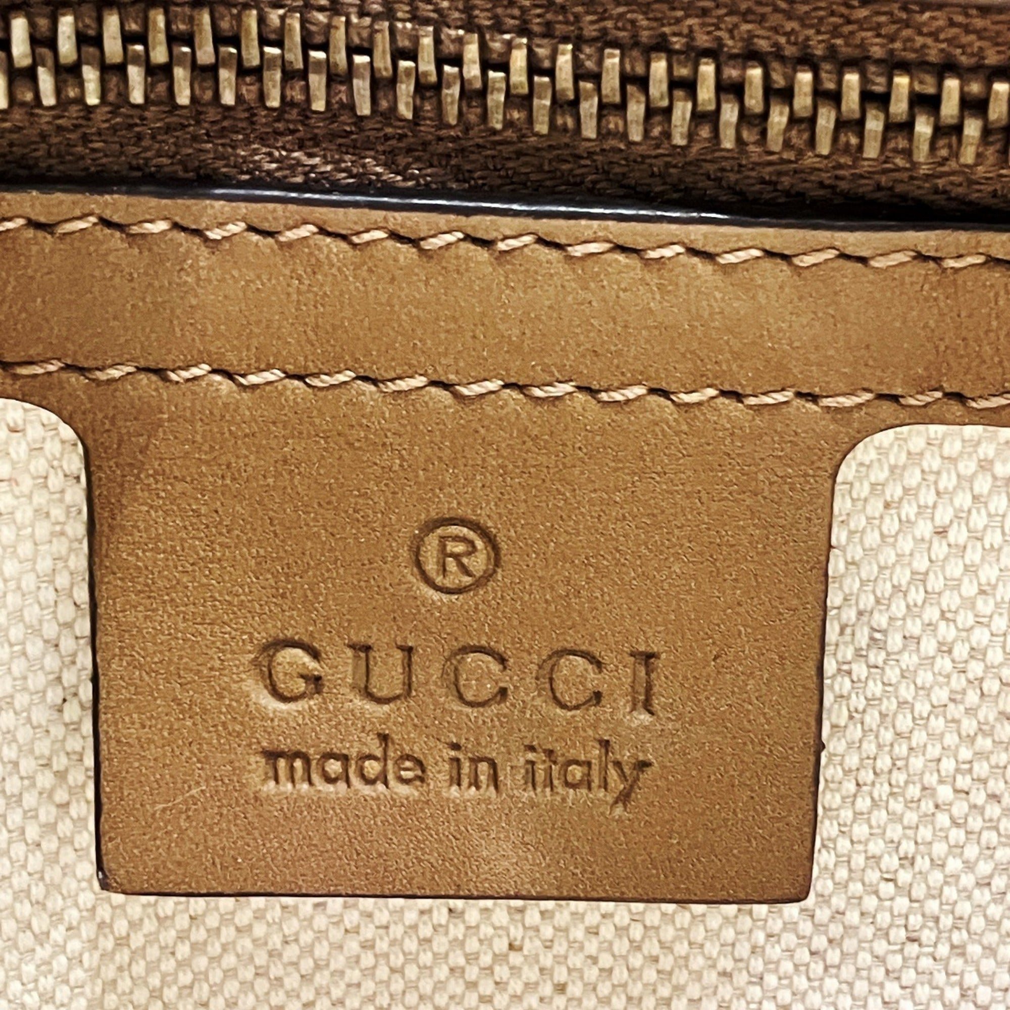 Gucci Camel Ivory Canvas Leather Shoulder Bag (Pre-Owned)
