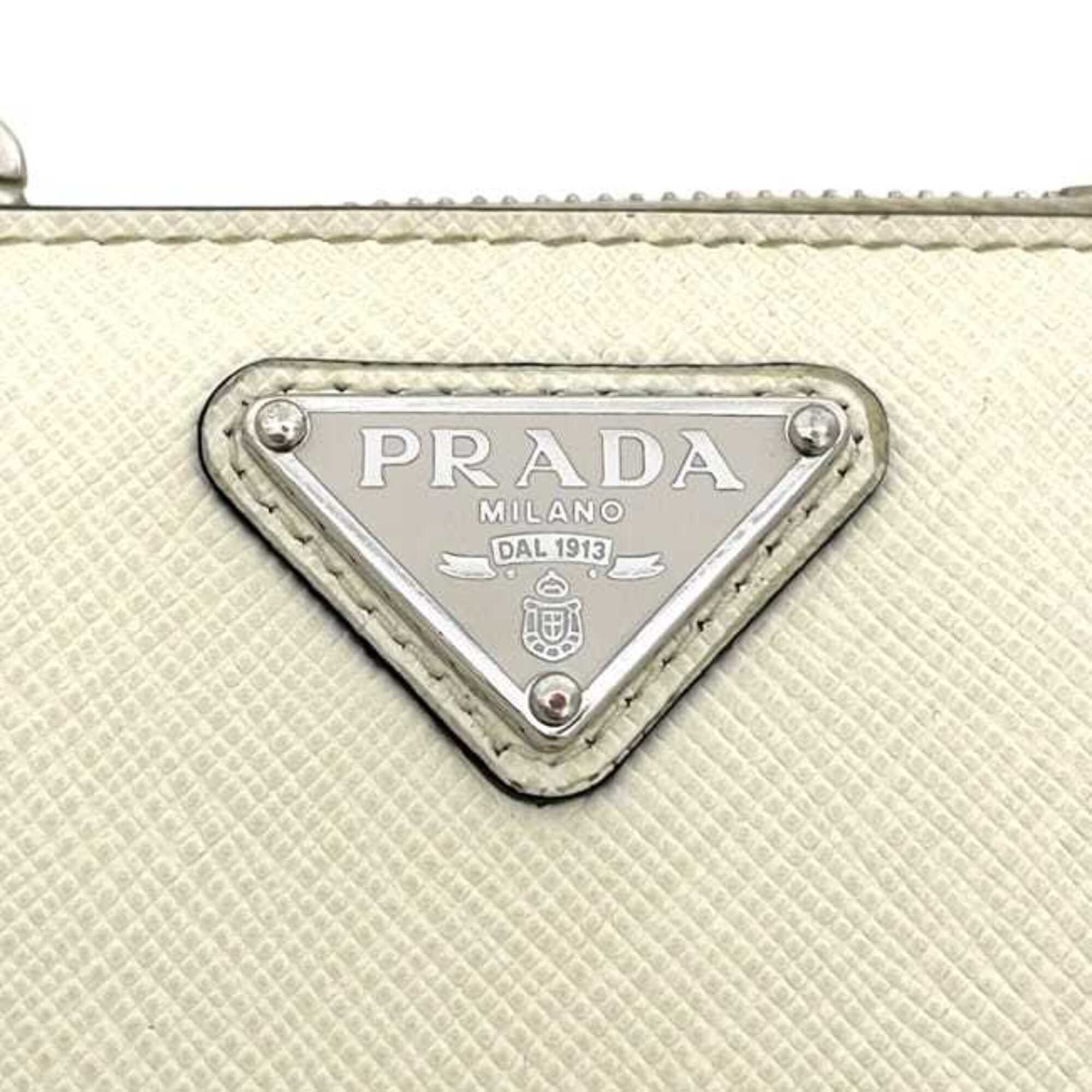 Prada White Leather Wallet (Bi-Fold) (Pre-Owned)
