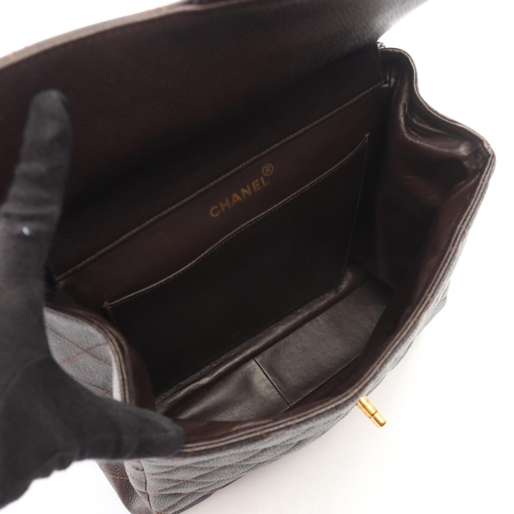 Chanel Brown Grained Calfskin Handbag Shoulder Bag (Pre-Owned)