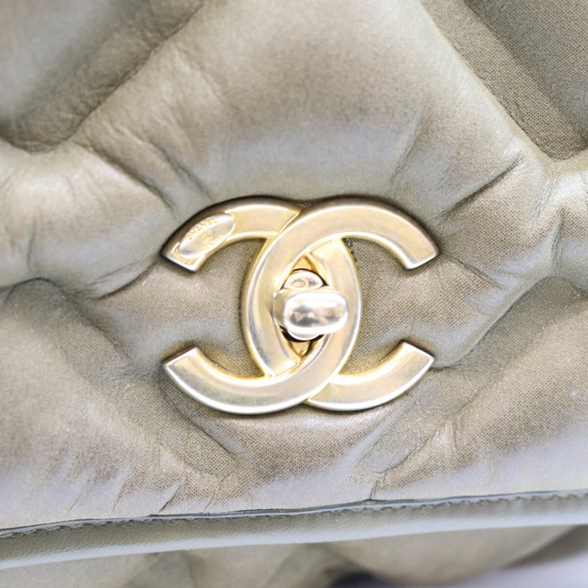 Chanel Khaki Leather Shoulder Bag (Pre-Owned)