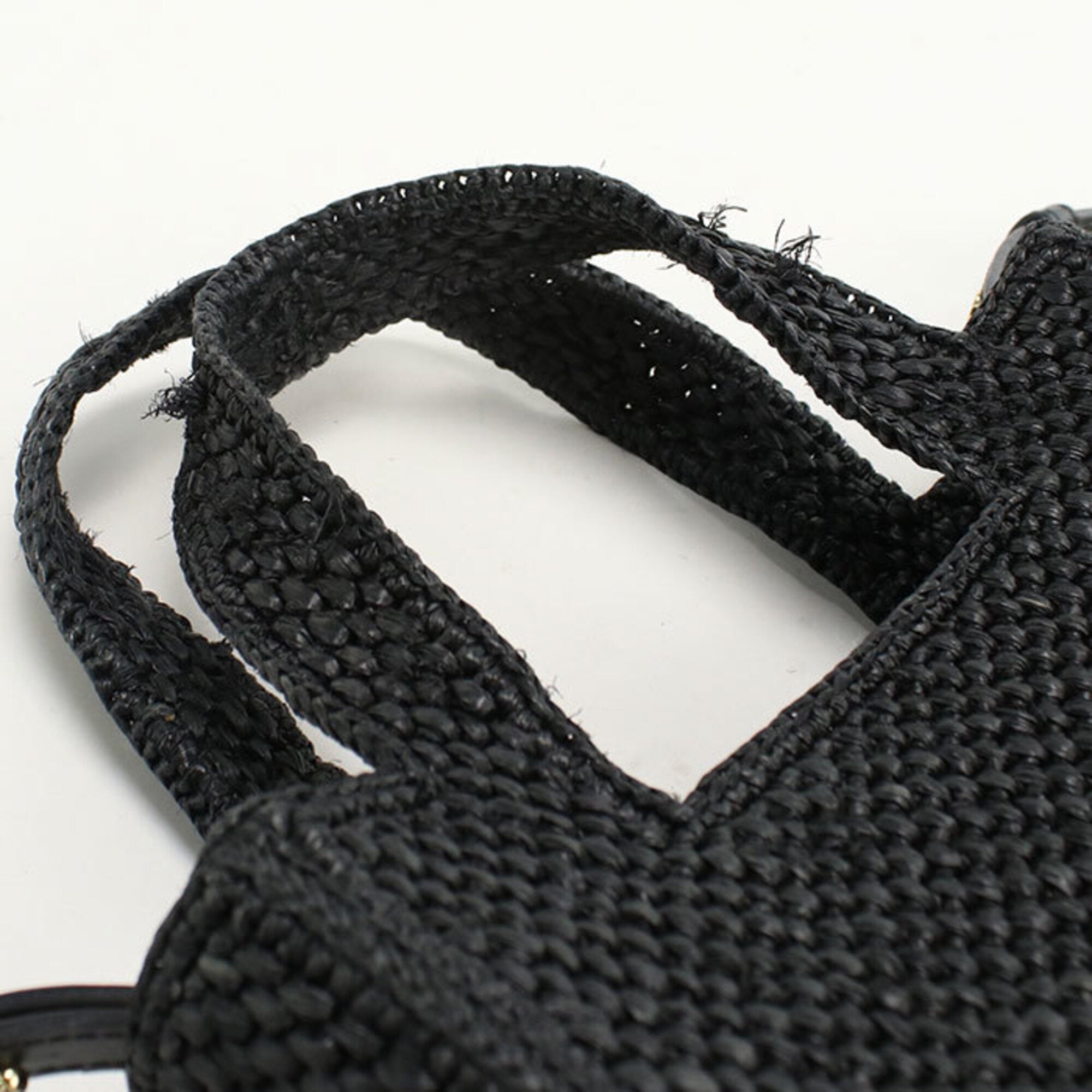 Loewe Black Leather Raffia Handbag Shoulder Bag (Pre-Owned)