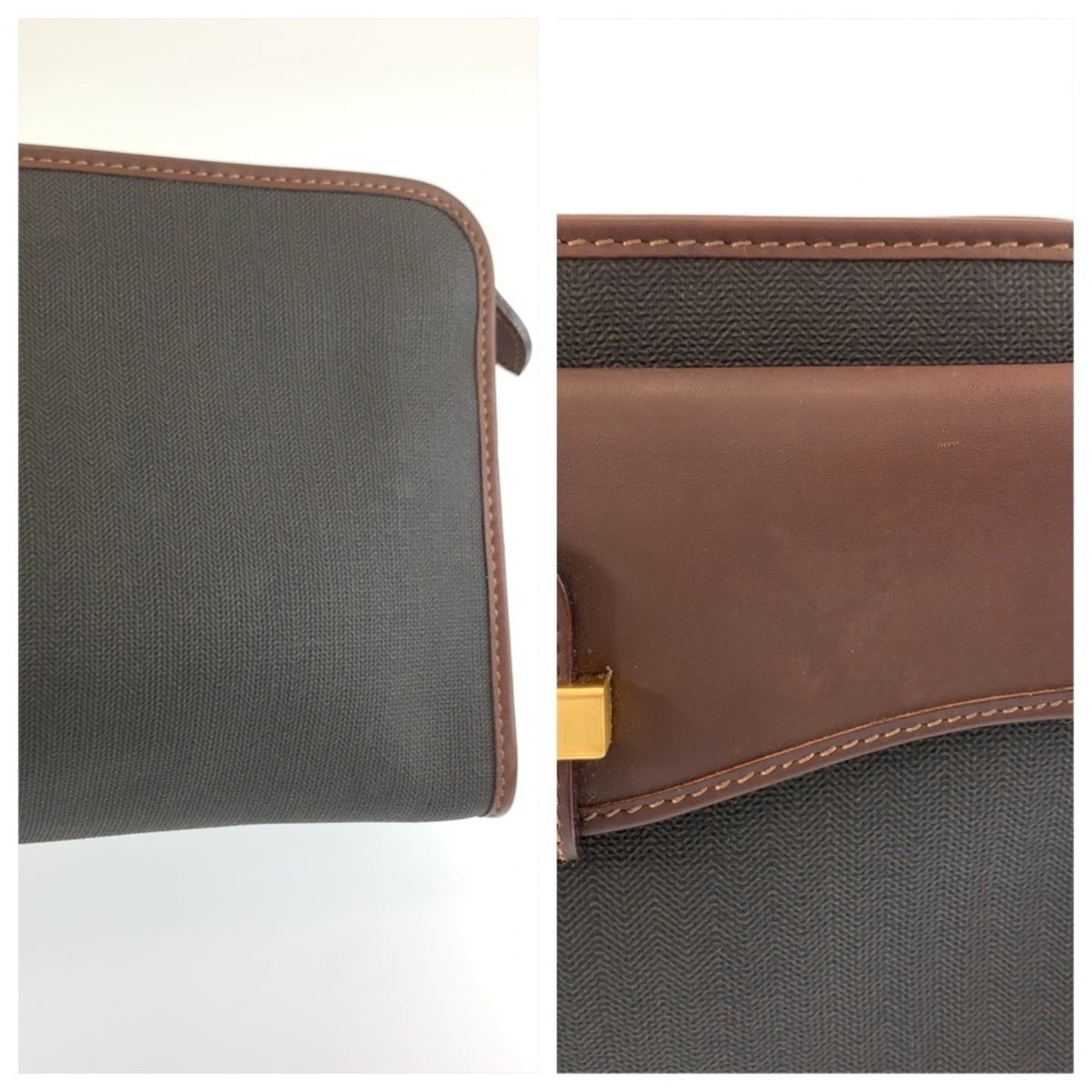 Dunhill Black Brown Pvc Leather Clutch Bag (Pre-Owned)