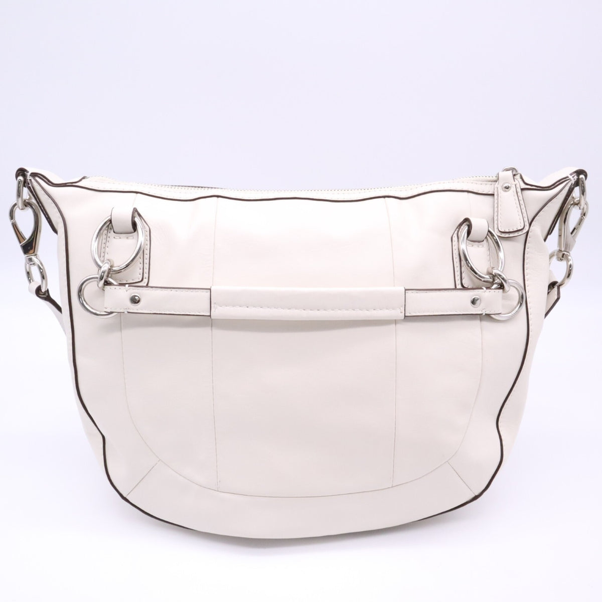 Coach Silver White Leather Handbag Shoulder Bag (Pre-Owned)