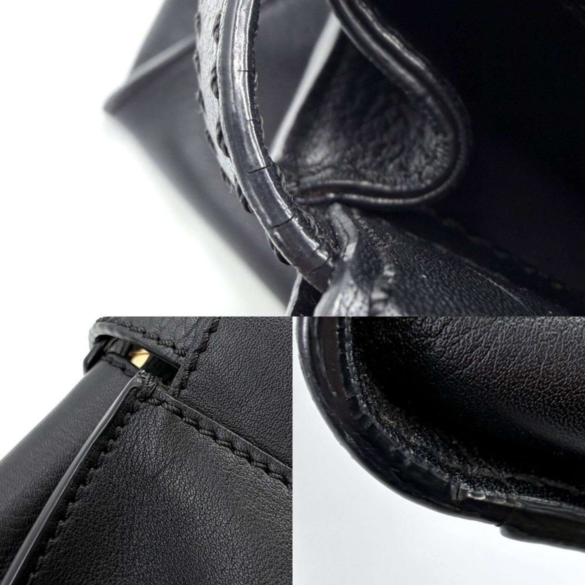 Fendi Peekaboo Black Leather Handbag Shoulder Bag (Pre-Owned)