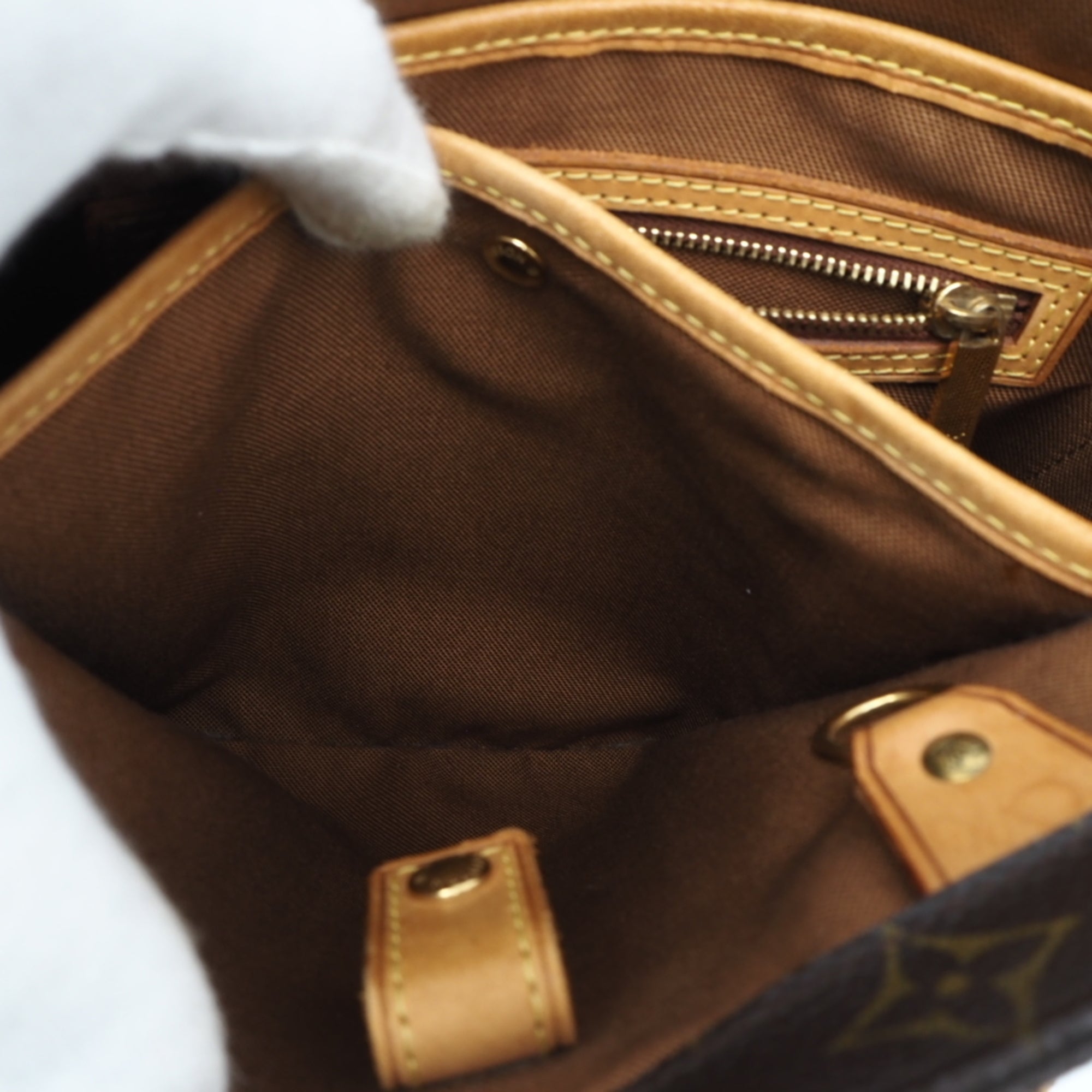 Louis Vuitton Monogram Beige Brown Coated Canvas Leather Handbag (Pre-Owned)