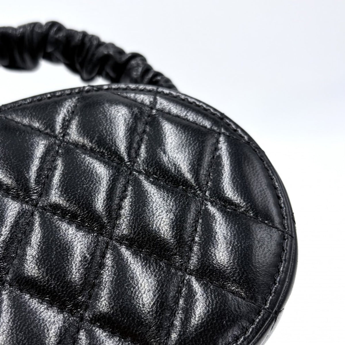 Chanel Matelasse Black Leather Handbag Vanity Bag (Pre-Owned)