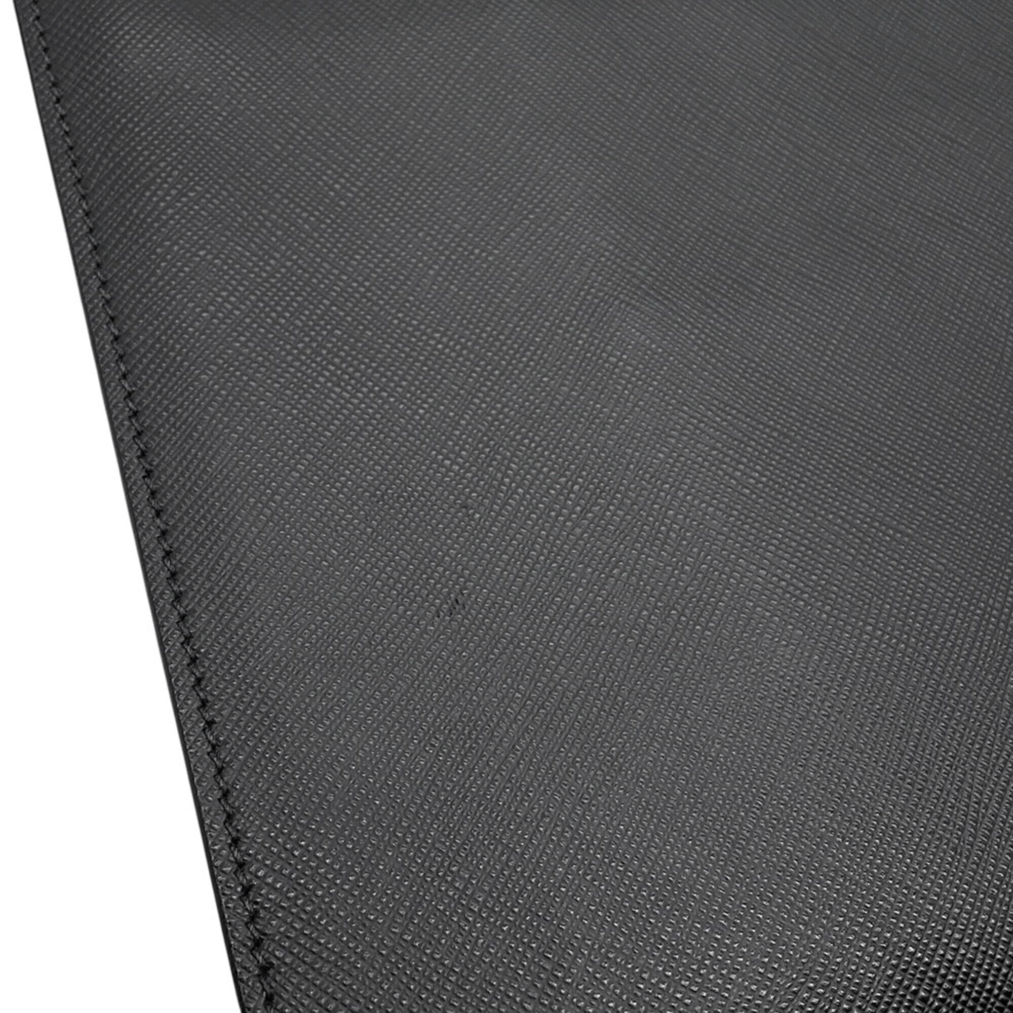 Prada Saffiano Black Leather Clutch Bag Document Case (Pre-Owned)