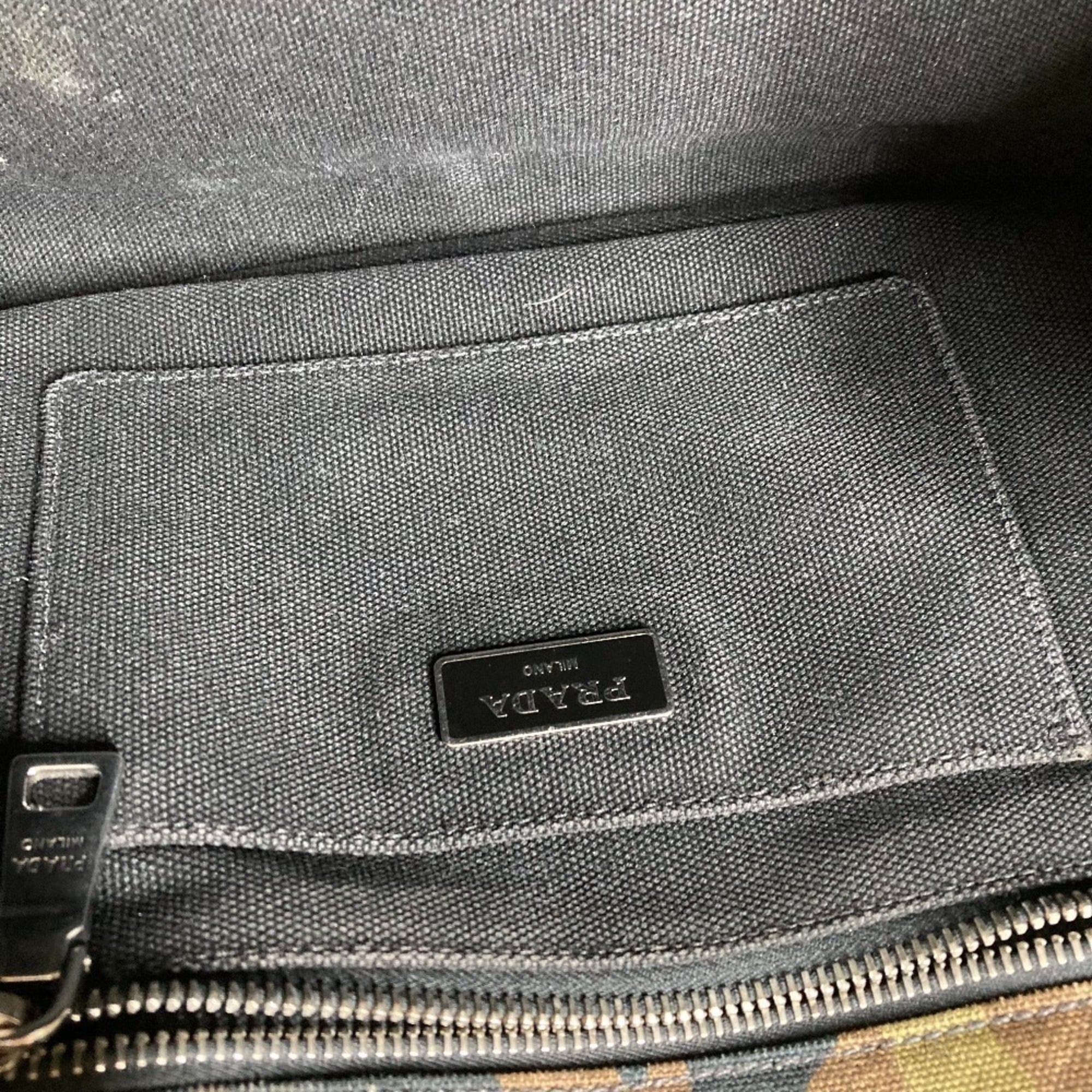 Prada Green Canvas Handbag Tote Bag (Pre-Owned)