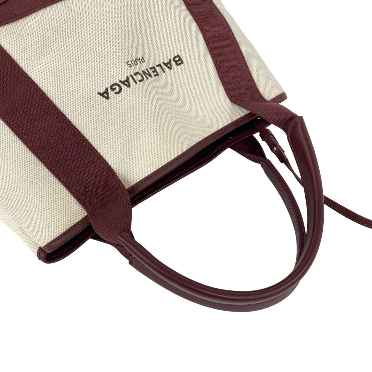 Balenciaga Ivory Red Color Wine Canvas Leather Handbag Pouch (Pre-Owned)