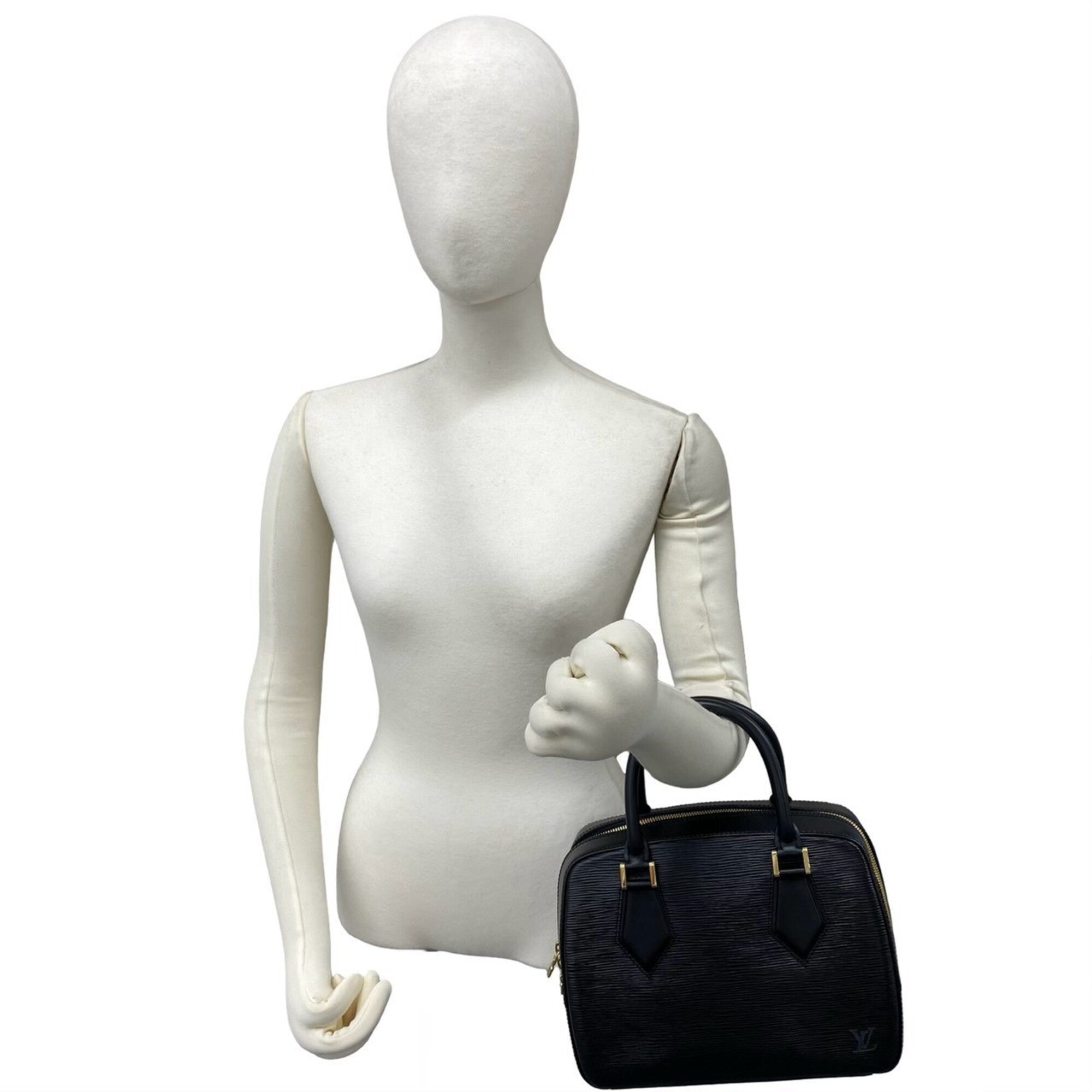 Louis Vuitton Black Leather Boston Bag Handbag (Pre-Owned)