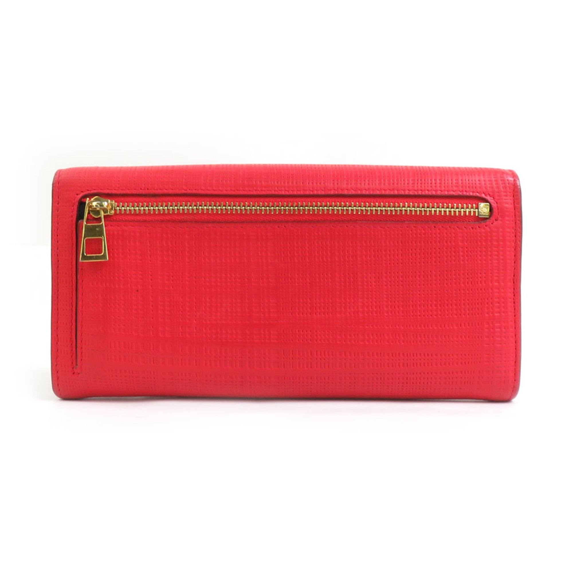 Loewe Red Color Leather Long Wallet (Bi-Fold) (Pre-Owned)