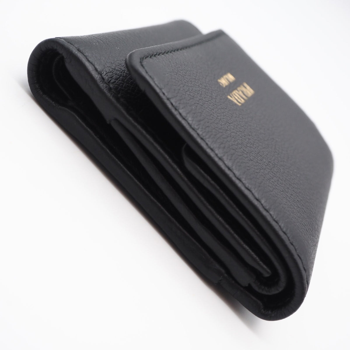 Prada Black Leather Wallet (Tri-Fold) (Pre-Owned)