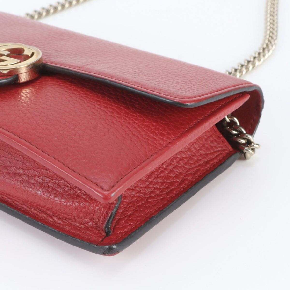 Gucci Red Color Leather Handbag Shoulder Bag Tote Bag (Pre-Owned)