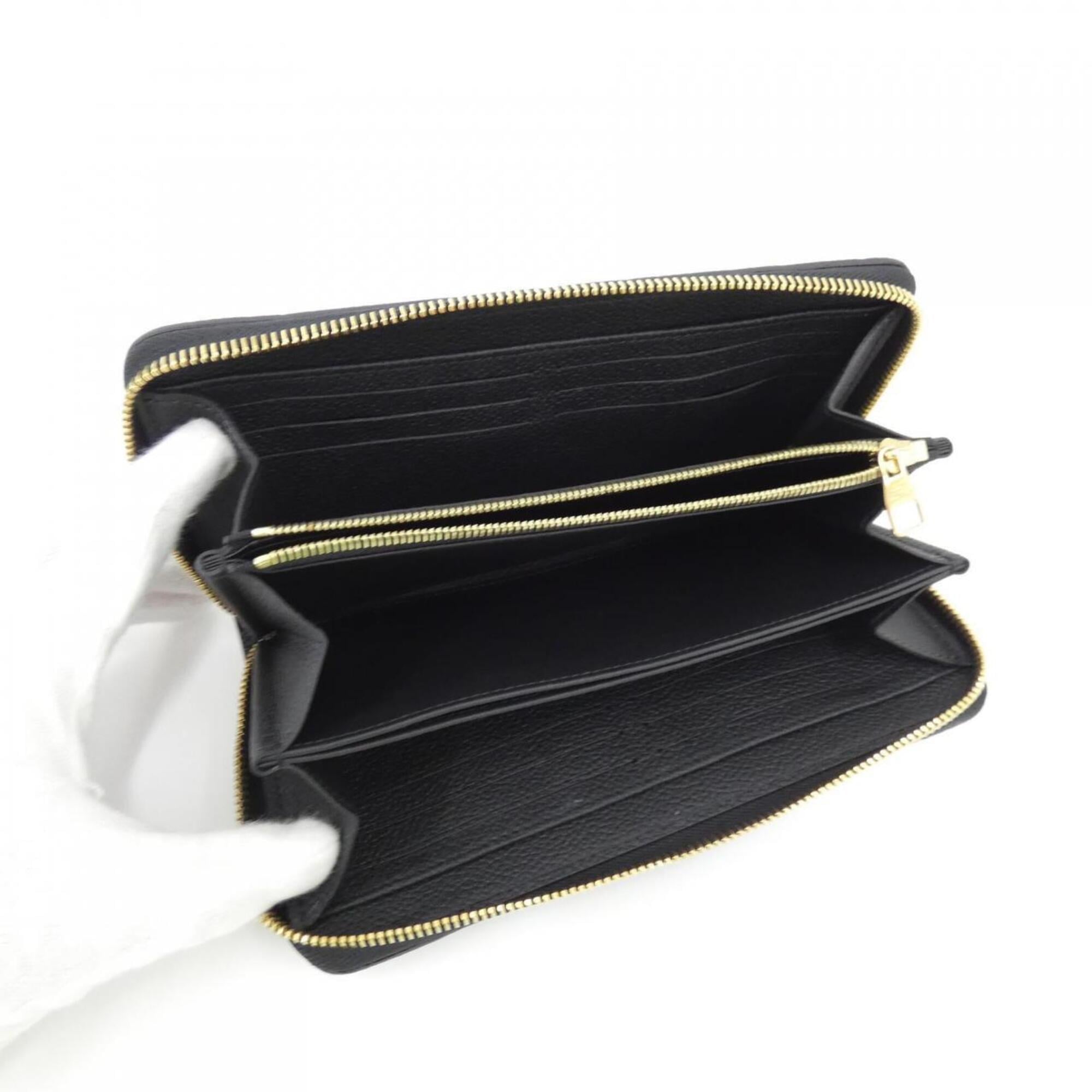 Louis Vuitton Black Leather Long Wallet (Bi-Fold) (Pre-Owned)