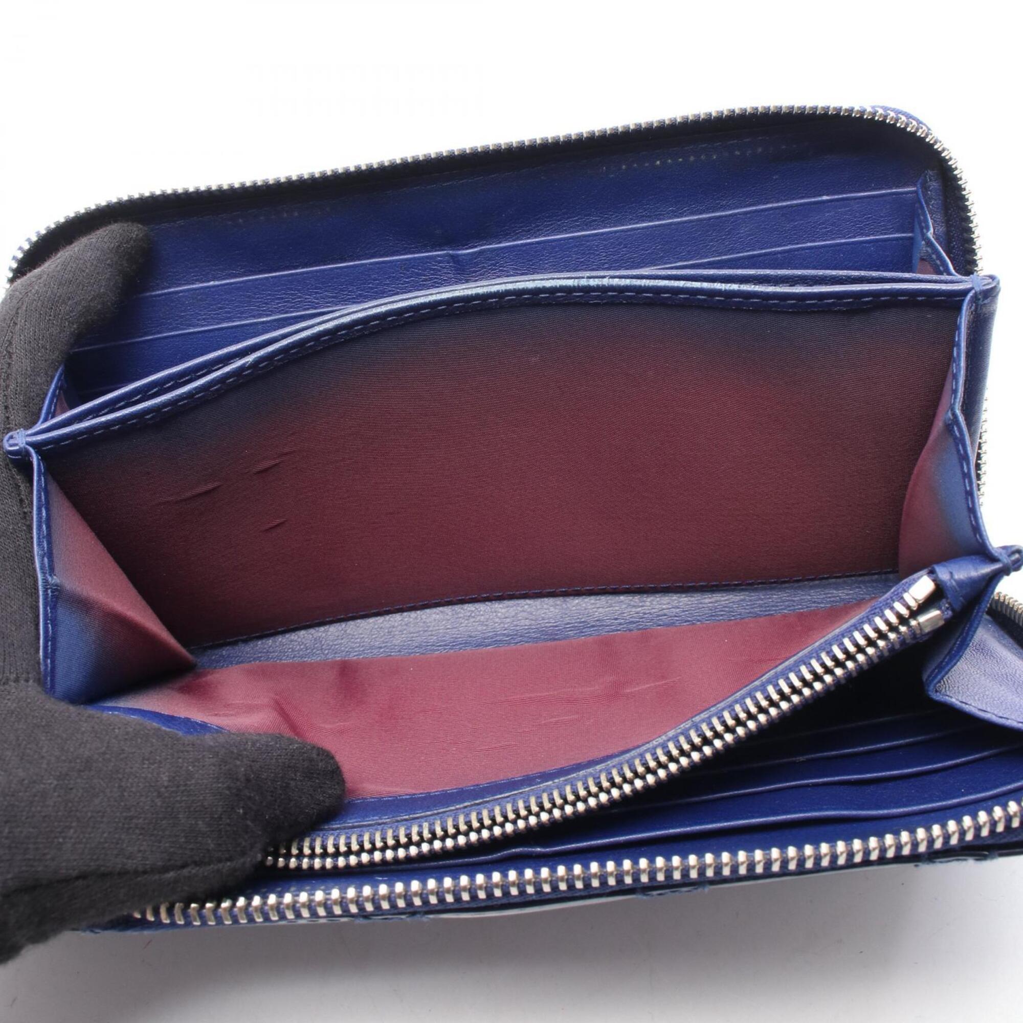 Christian Dior Blue Patent Leather Long Wallet (Bi-Fold) (Pre-Owned)