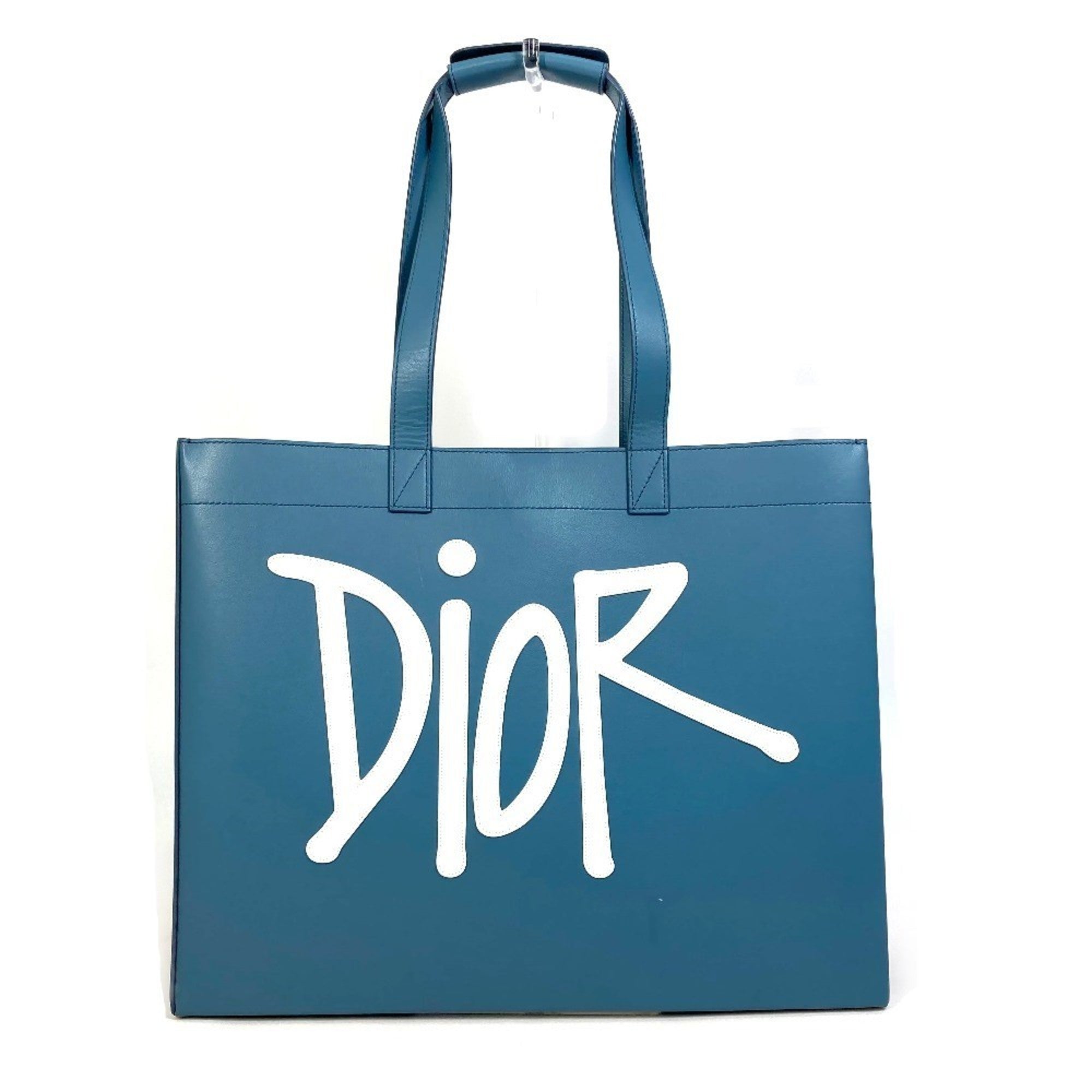 Christian Dior Blue Leather Handbag Tote Bag (Pre-Owned)