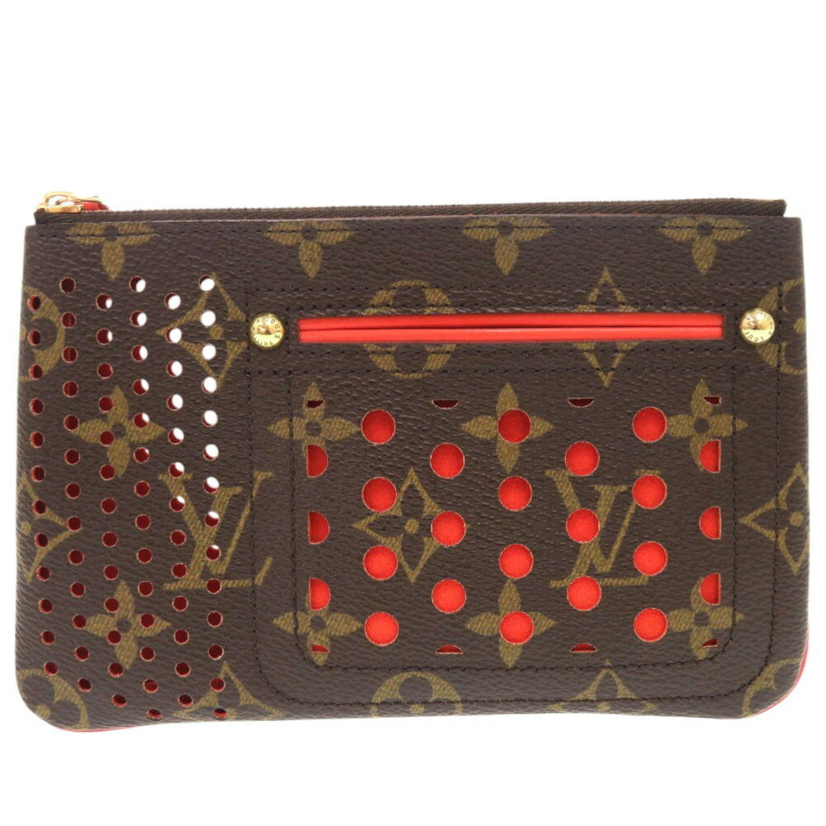Louis Vuitton Lv Orange Monogram Monogram Perforated Pochette Pouch (Pre-Owned)