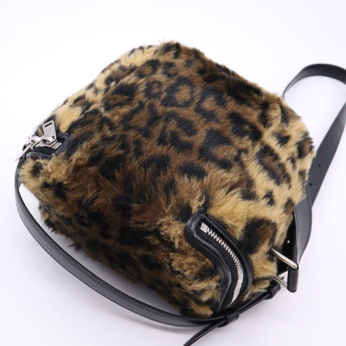 Celine Black Brown Faux Fur Leather Shoulder Bag (Pre-Owned)