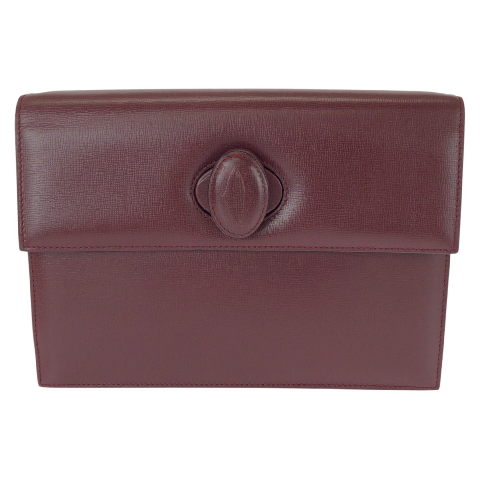 Cartier Bordeaux Wine Red Leather Clutch Bag (Pre-Owned)