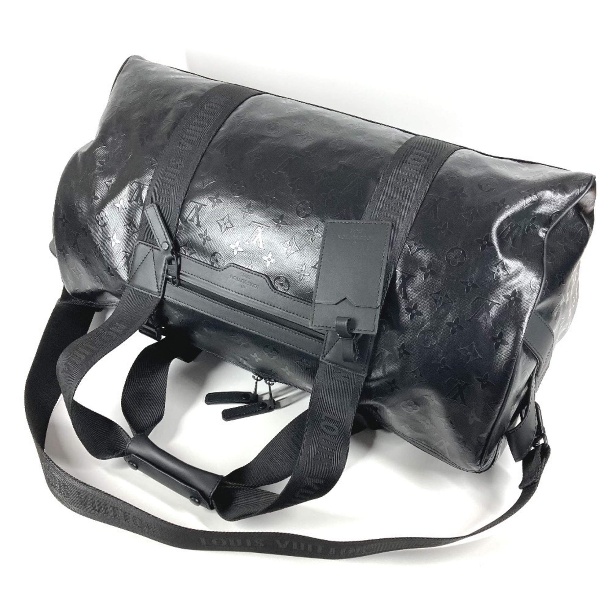 Louis Vuitton Black Leather Canvas Boston Bag Shoulder Bag (Pre-Owned)