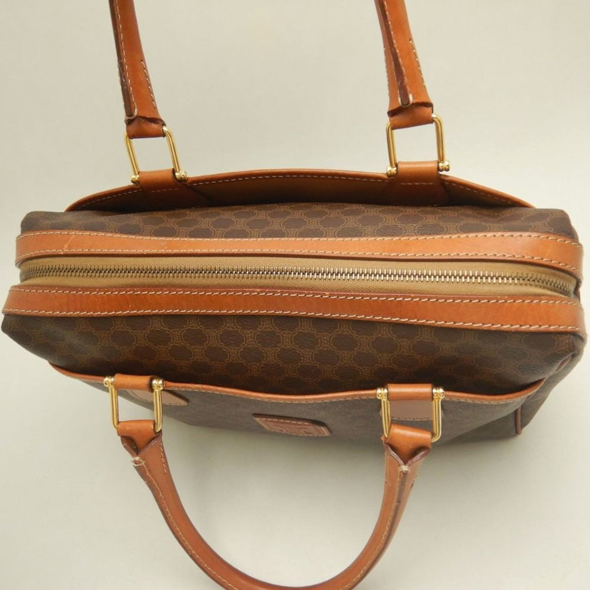 Celine Macadam Brown Coated Canvas Leather Handbag (Pre-Owned)