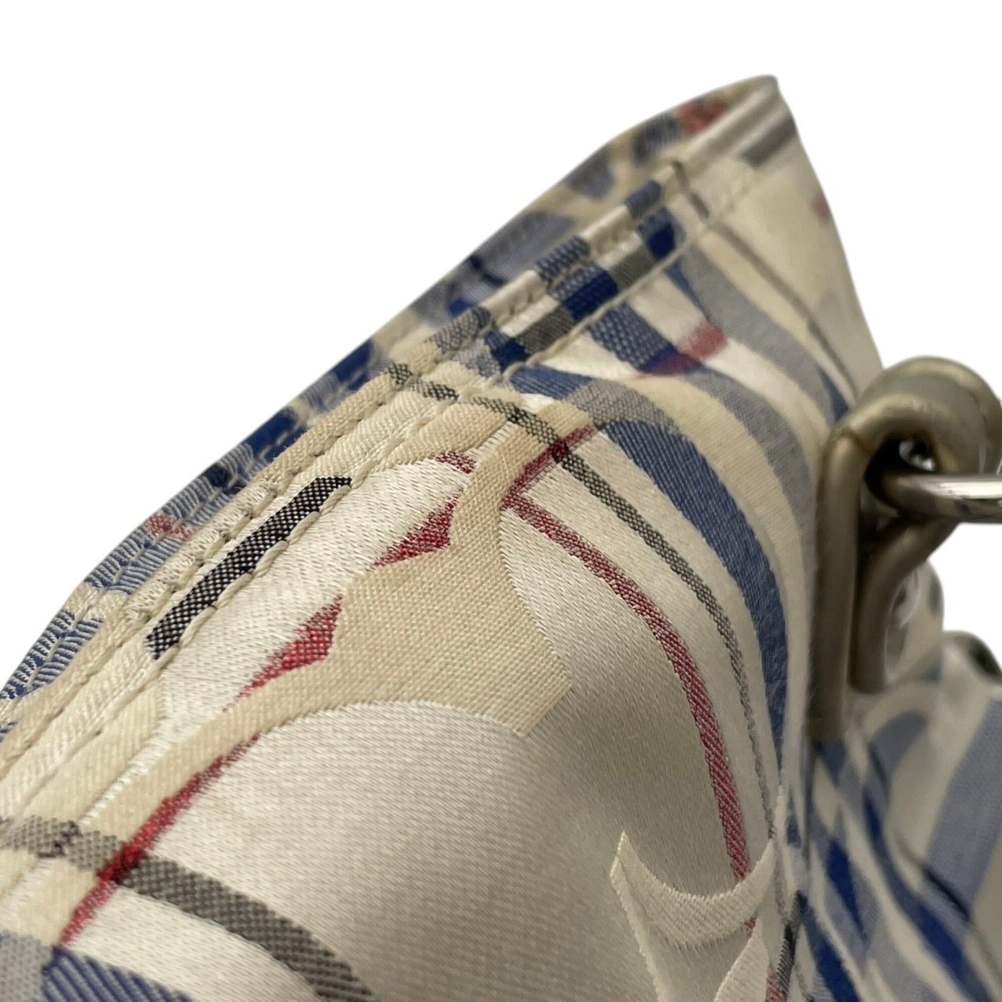 Coach Blue Ivory Canvas Leather Handbag Shoulder Bag Tote Bag (Pre-Owned)
