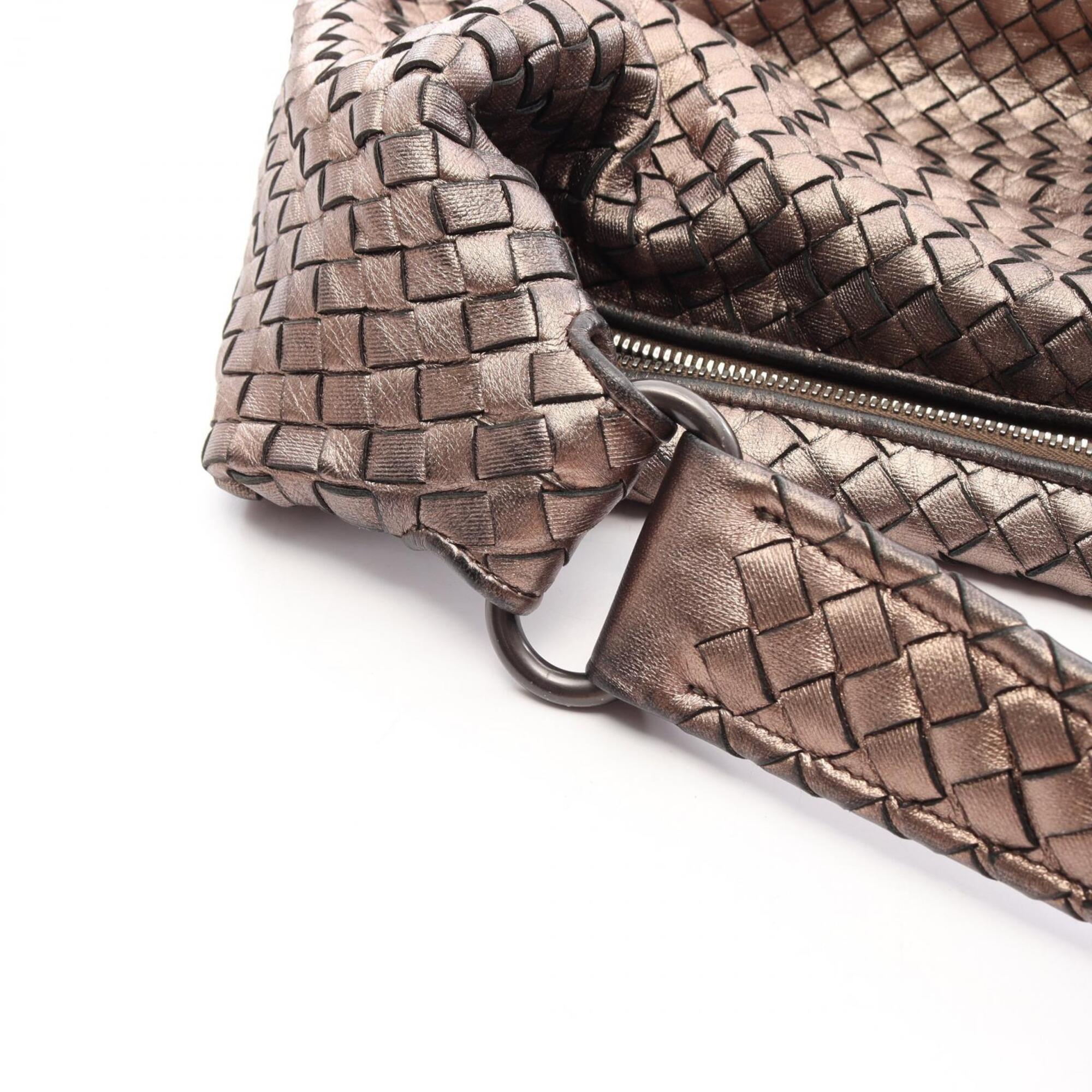 Bottega Veneta Gold Intrecciato Handbag Shoulder Bag (Pre-Owned)